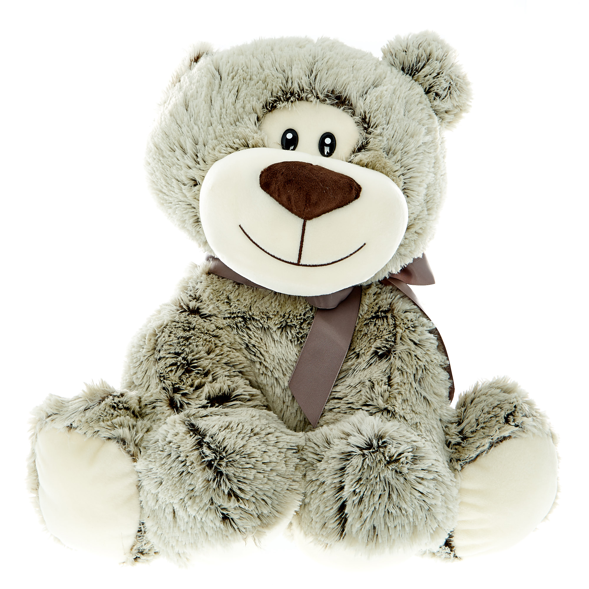 Giant Grey Bear With Bow Soft Toy