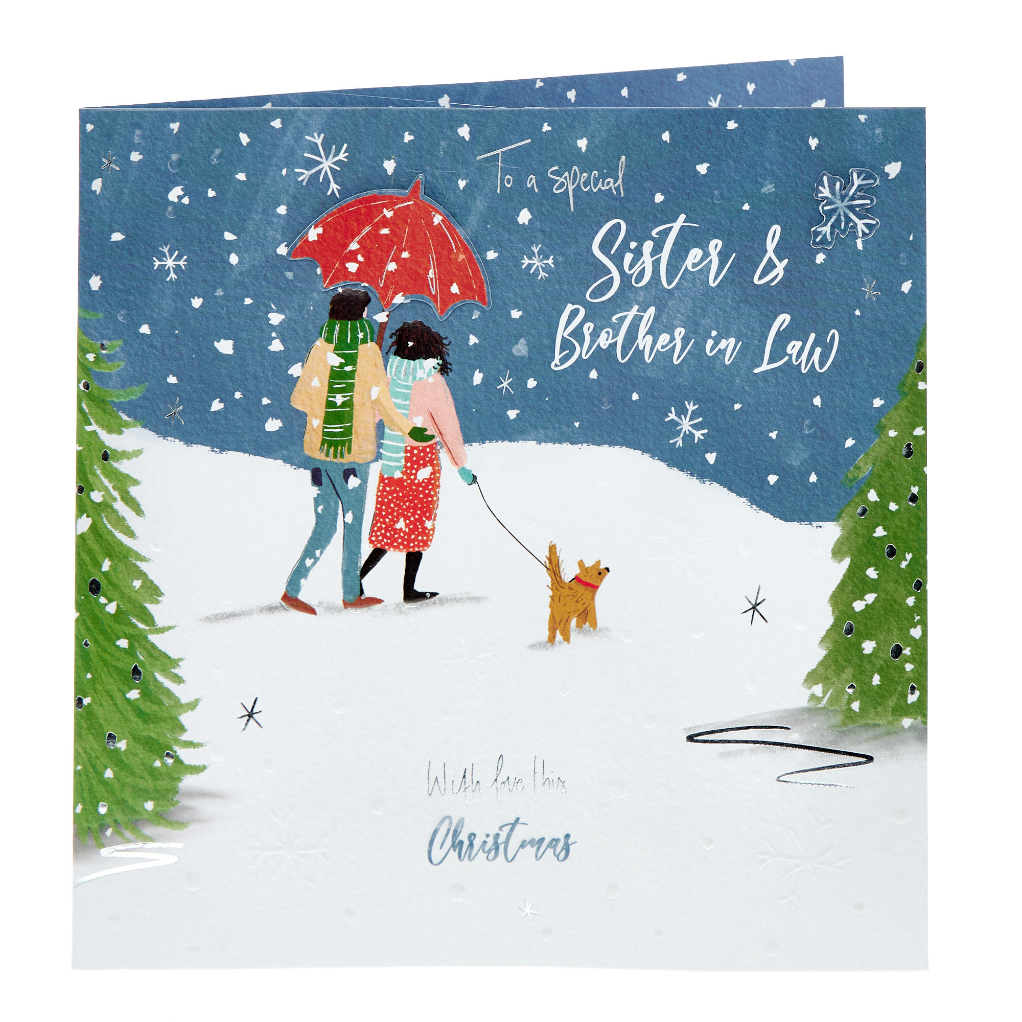 Sister & Brother In Law Snowy Walk Christmas Card