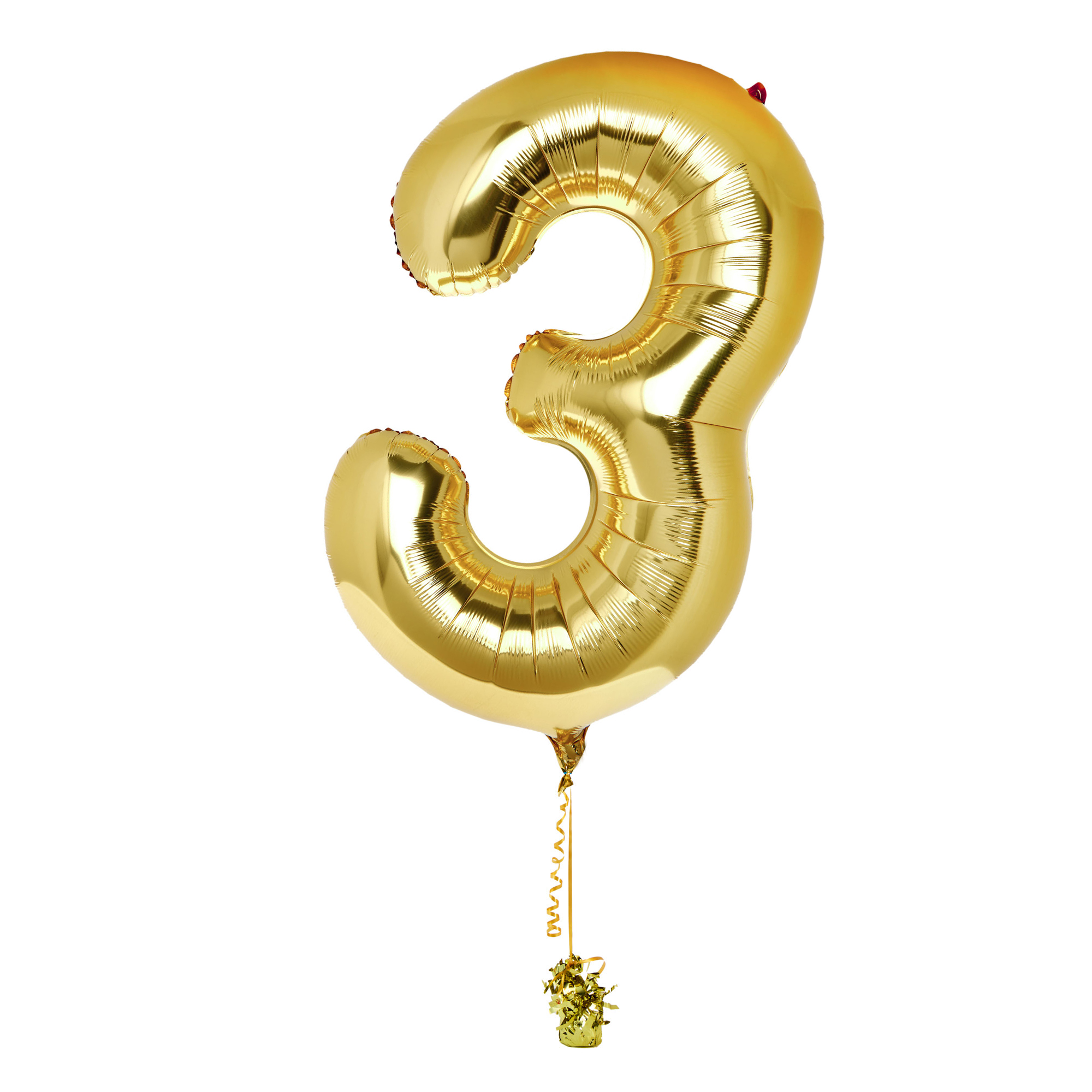 Large Gold Number 3 Inflated Balloon Arrangement 