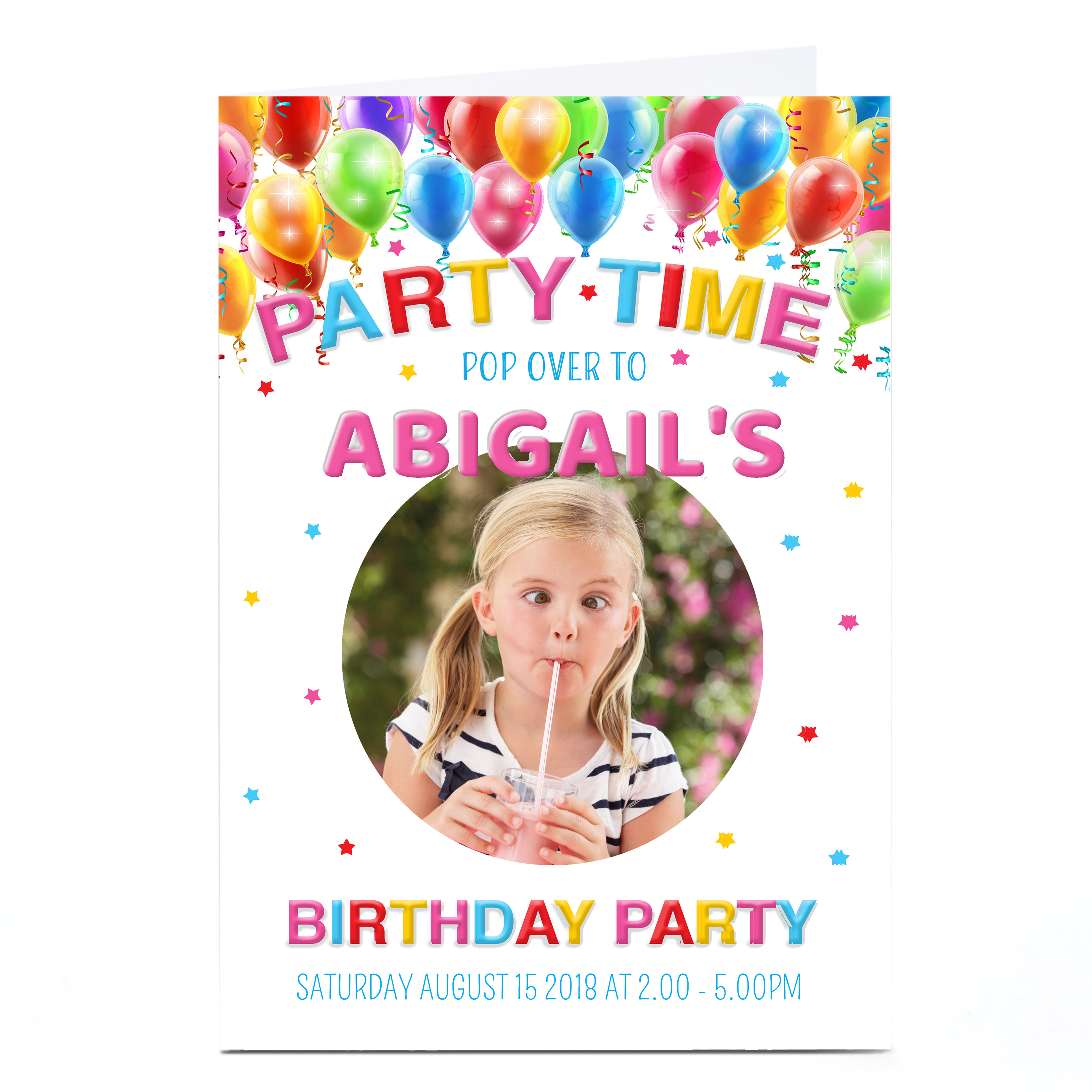 Photo Birthday Party Invitation - Colourful Balloons