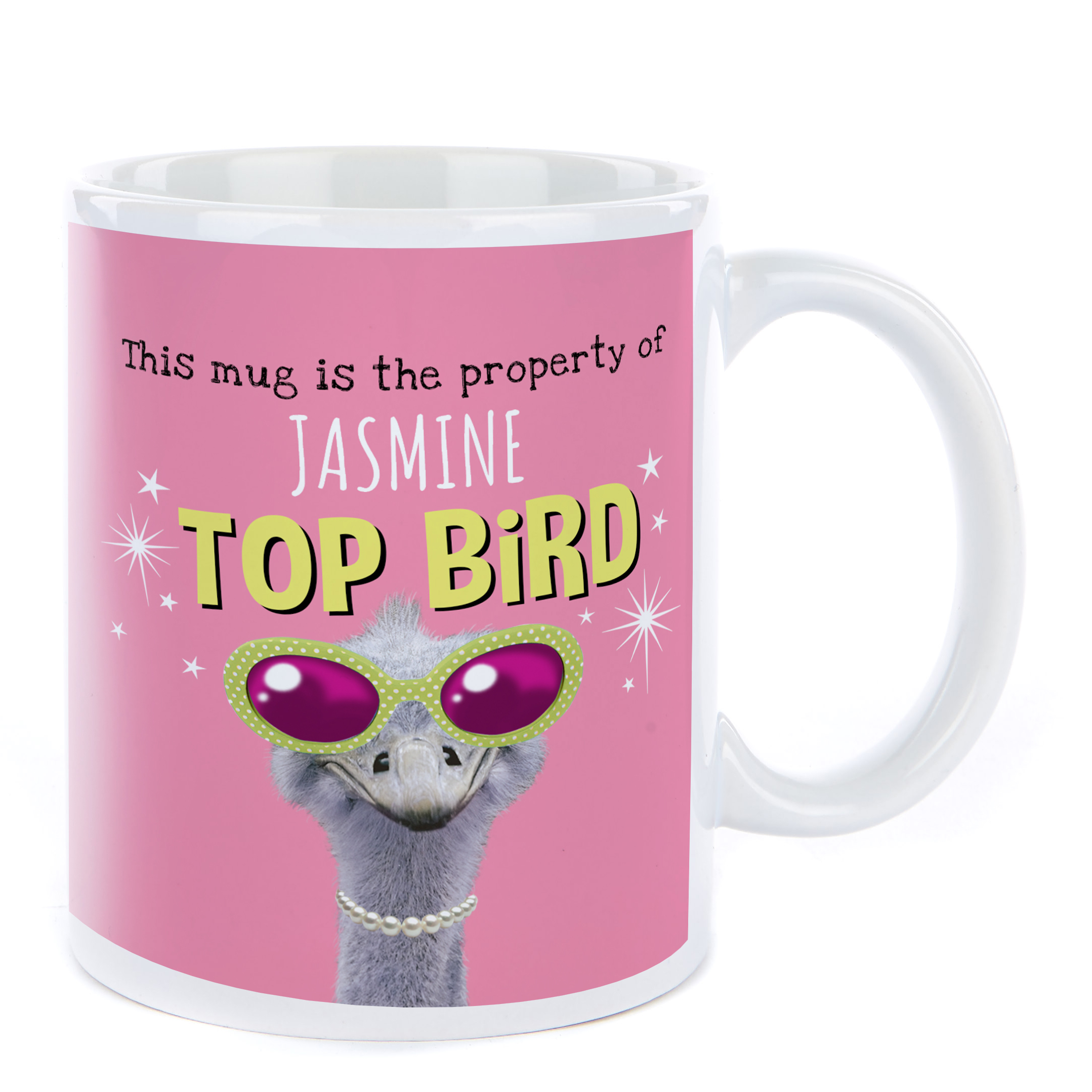 Personalised Pink Pet Shop Mug - Top Bird