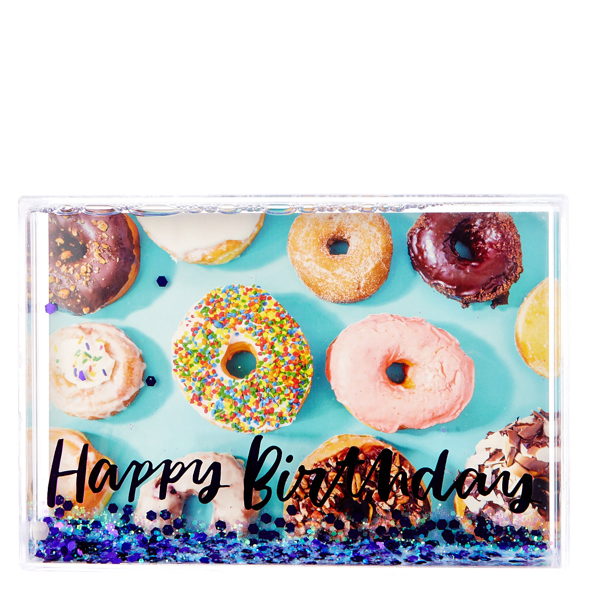 Happy Birthday Purple Glitter Photo Frame