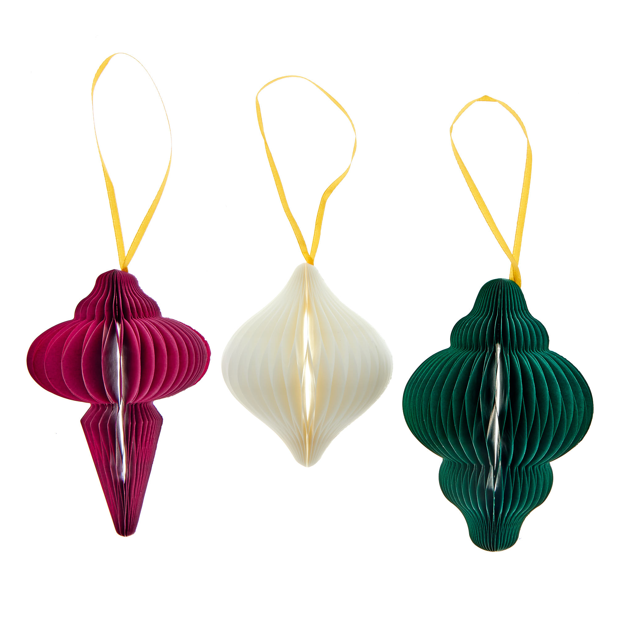 Paper Honeycomb Christmas Baubles - Pack of 6
