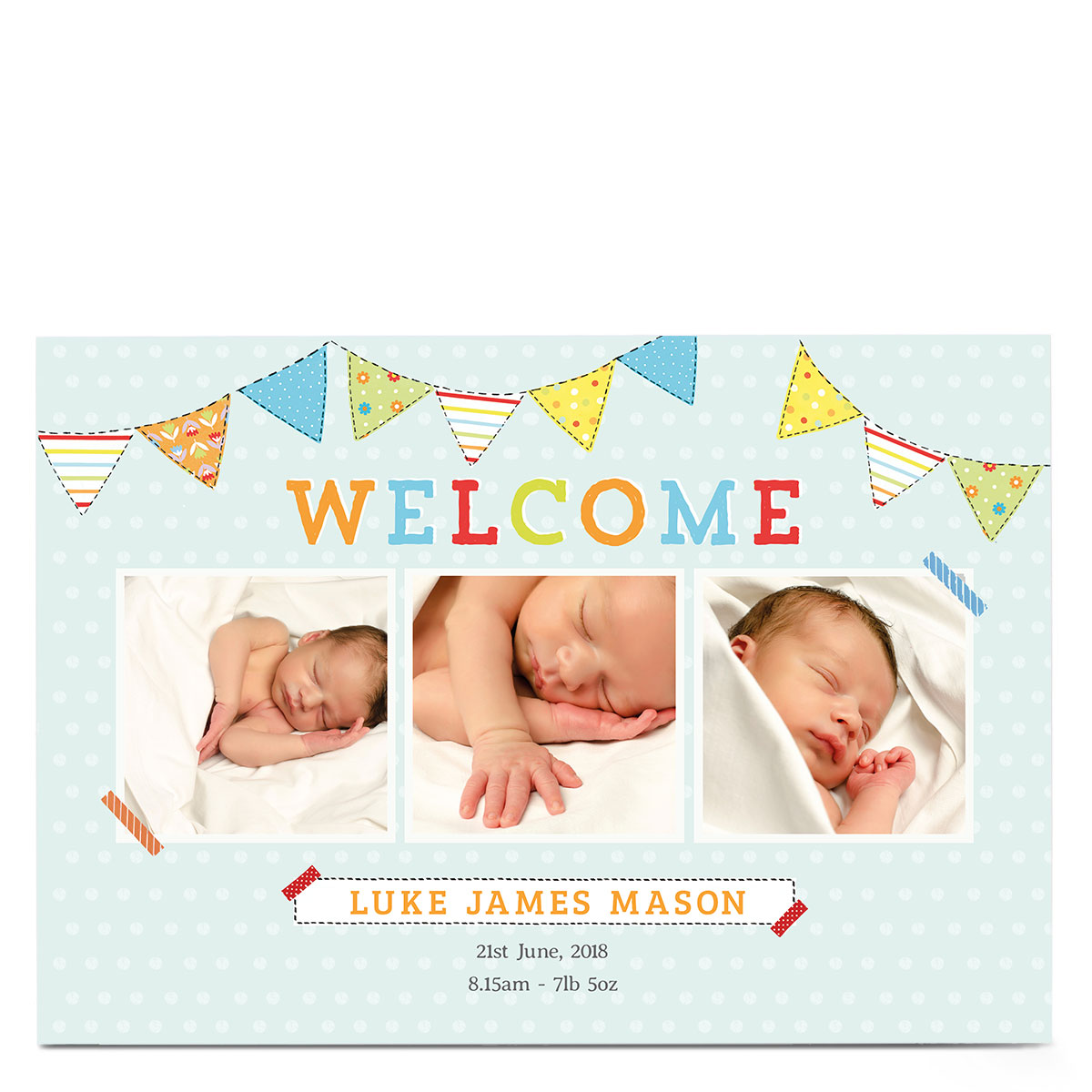 Photo New Baby Card - Welcome Bunting