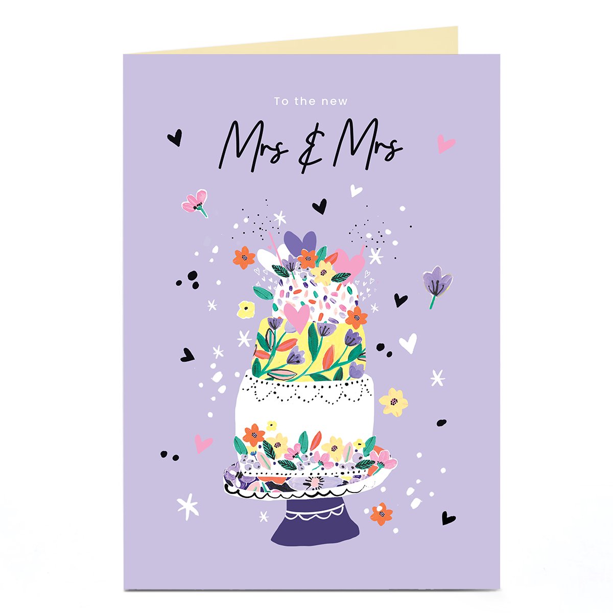Image of Wedding Card - Floral Tier Cake, Mrs &amp; Mrs