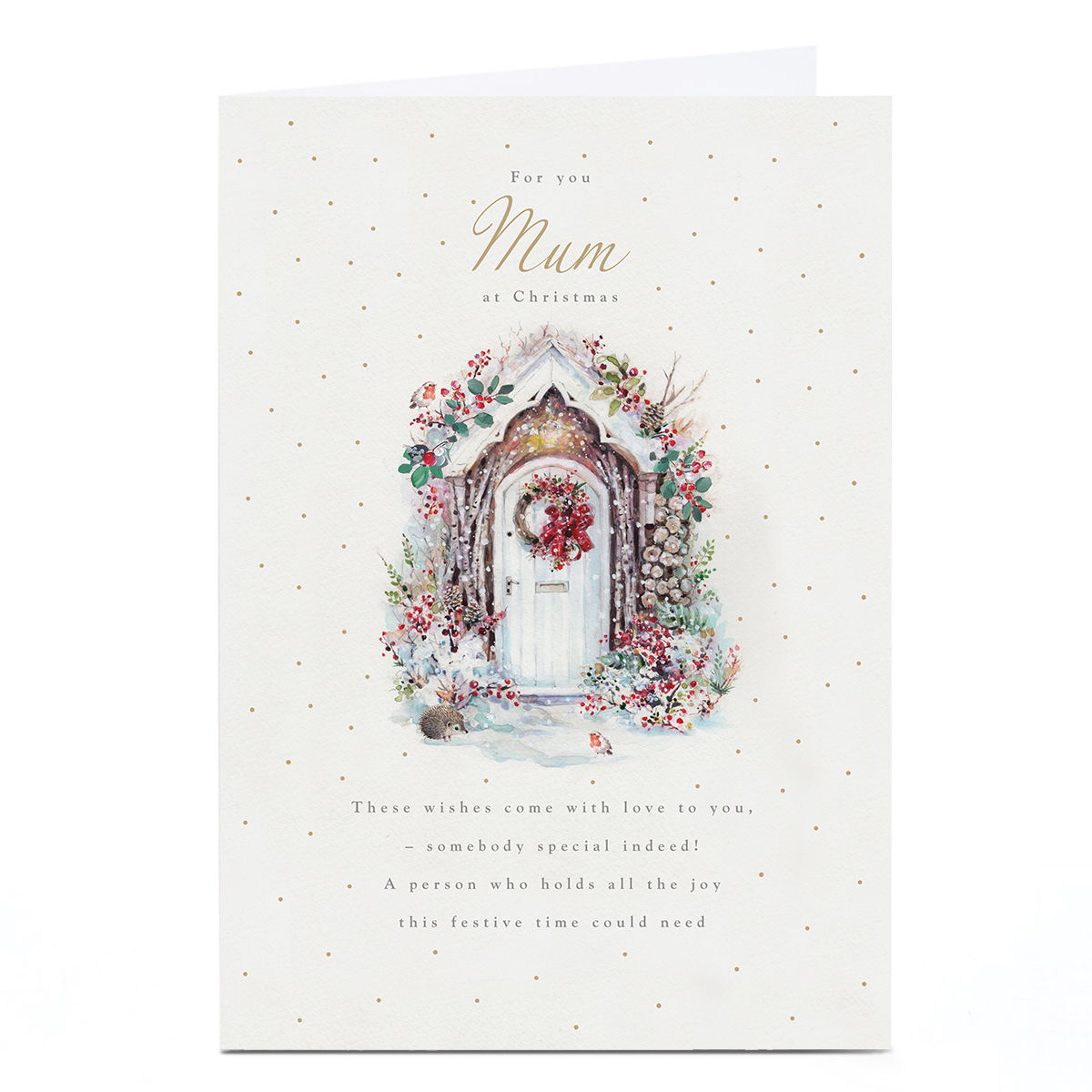 Personalised Christmas Card - Snowy Door, Mum