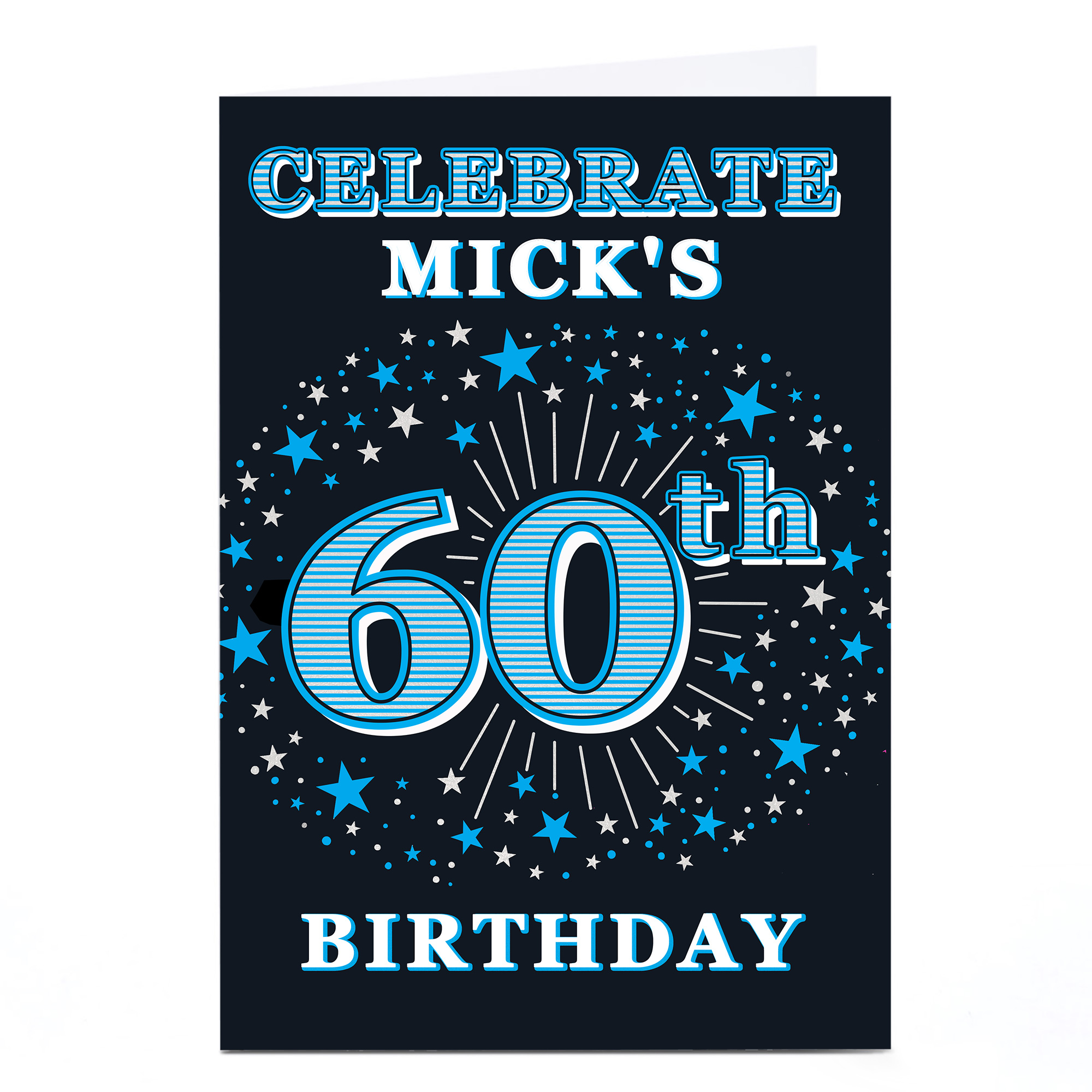 Personalised 60th Birthday Invitation- Blue Stars