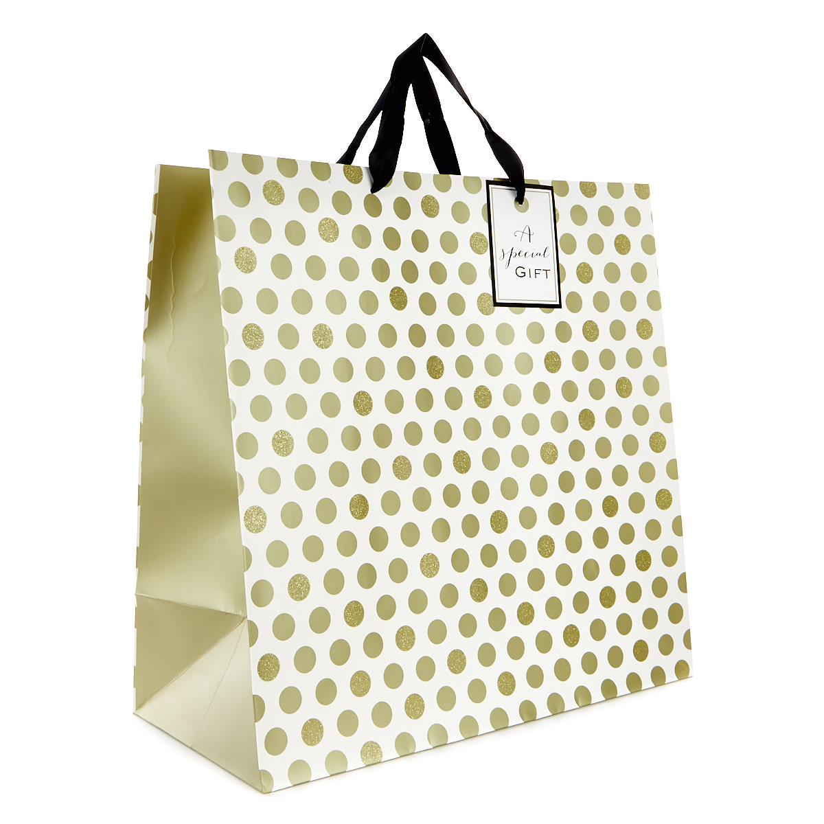 Extra Large Square Cream & Gold Gift Bag - A Special Gift