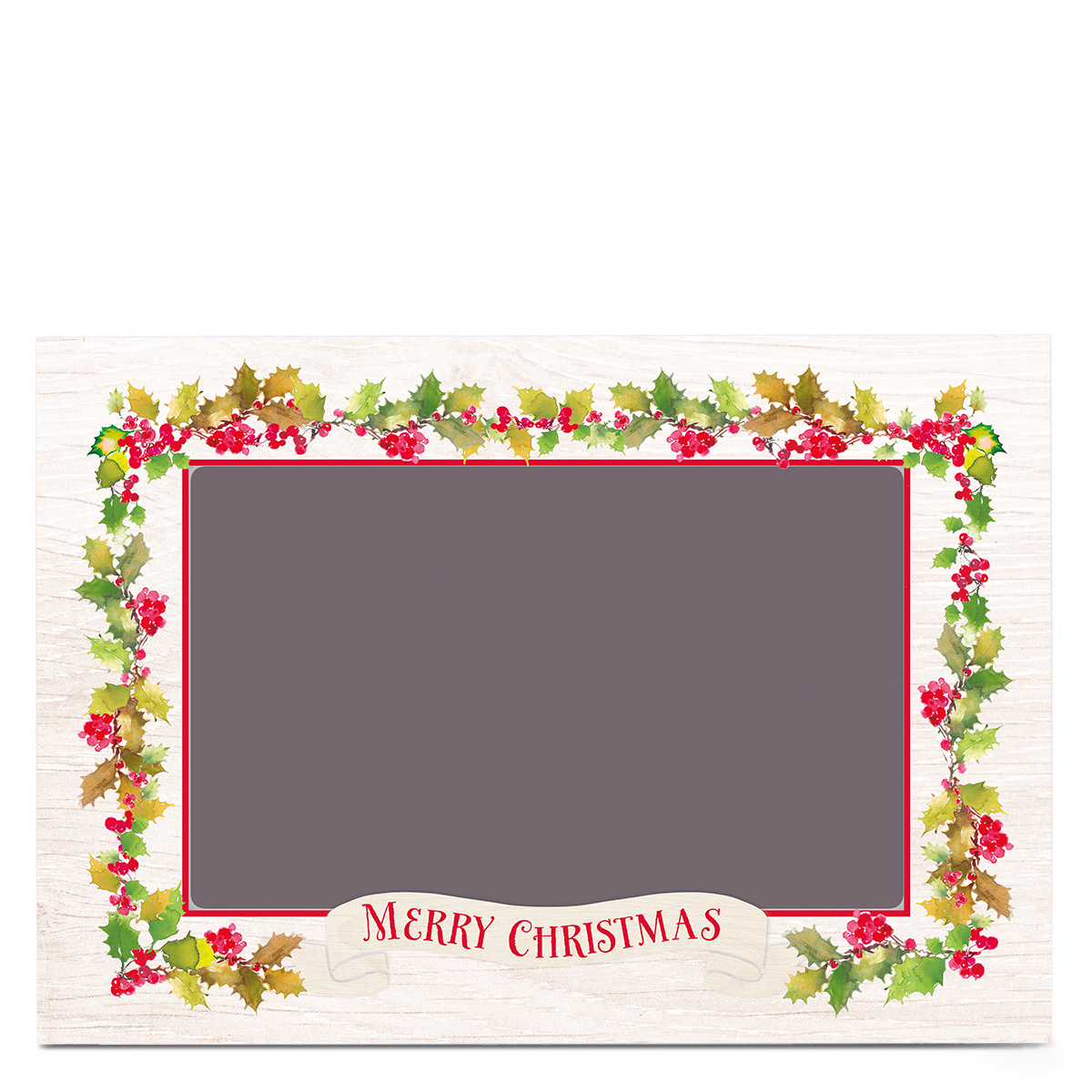Photo Business Christmas Card - Holly Wreath
