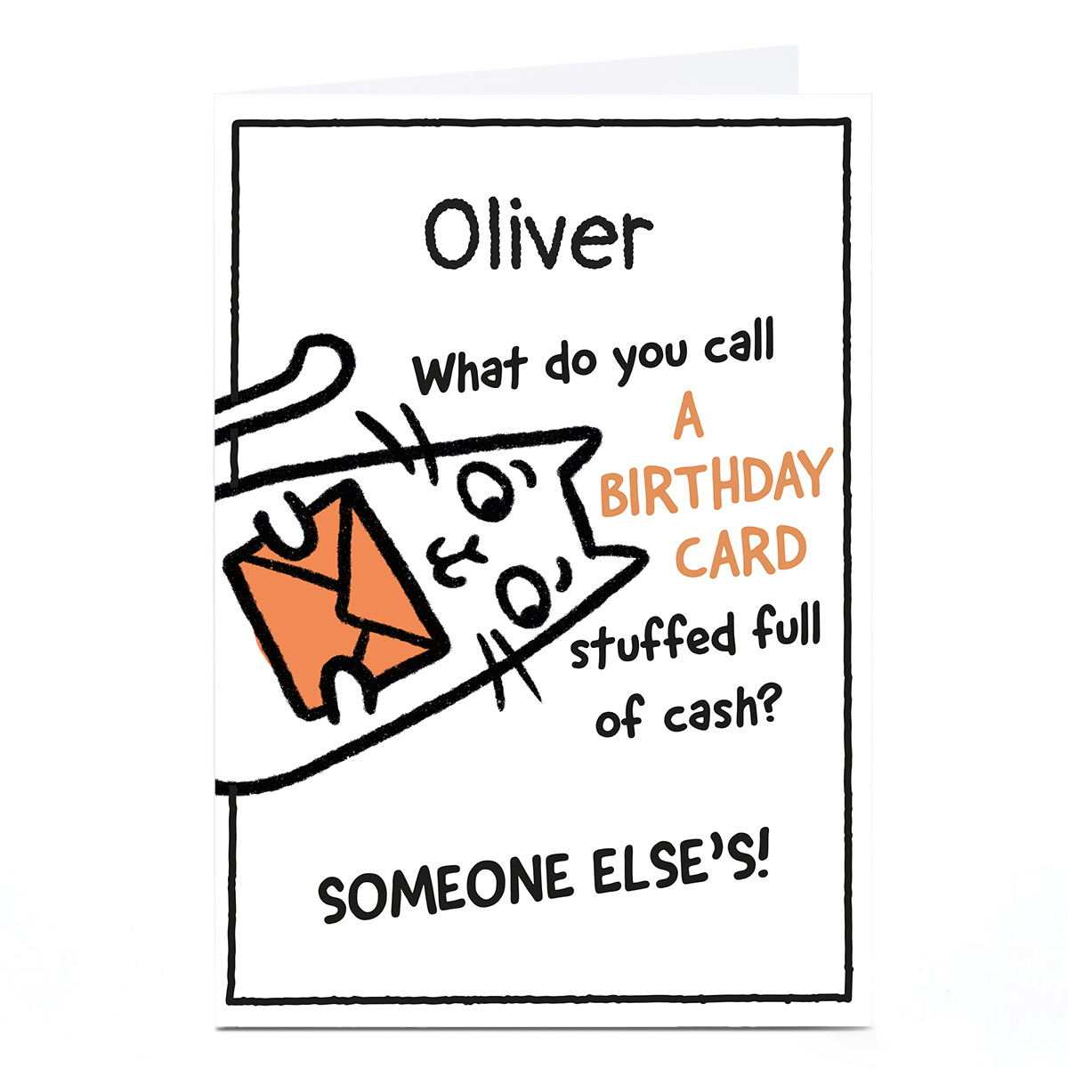 Personalised Scrawls Birthday Card - Stuffed With Cash