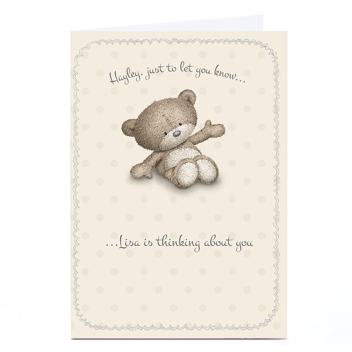 Personalised Hugs Bear Card - Thinking About You