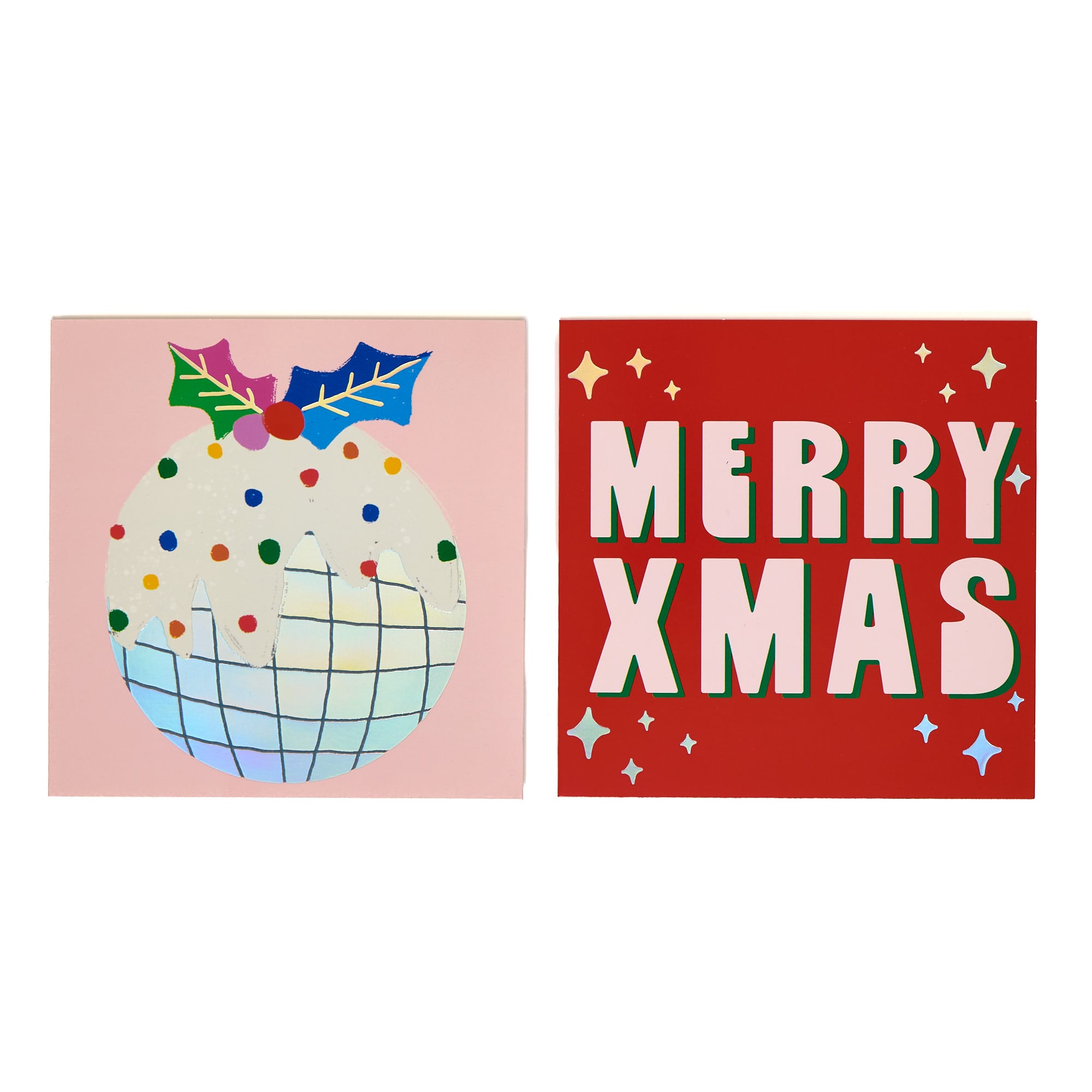 16 Disco Pudding Charity Christmas Cards - 2 Designs 