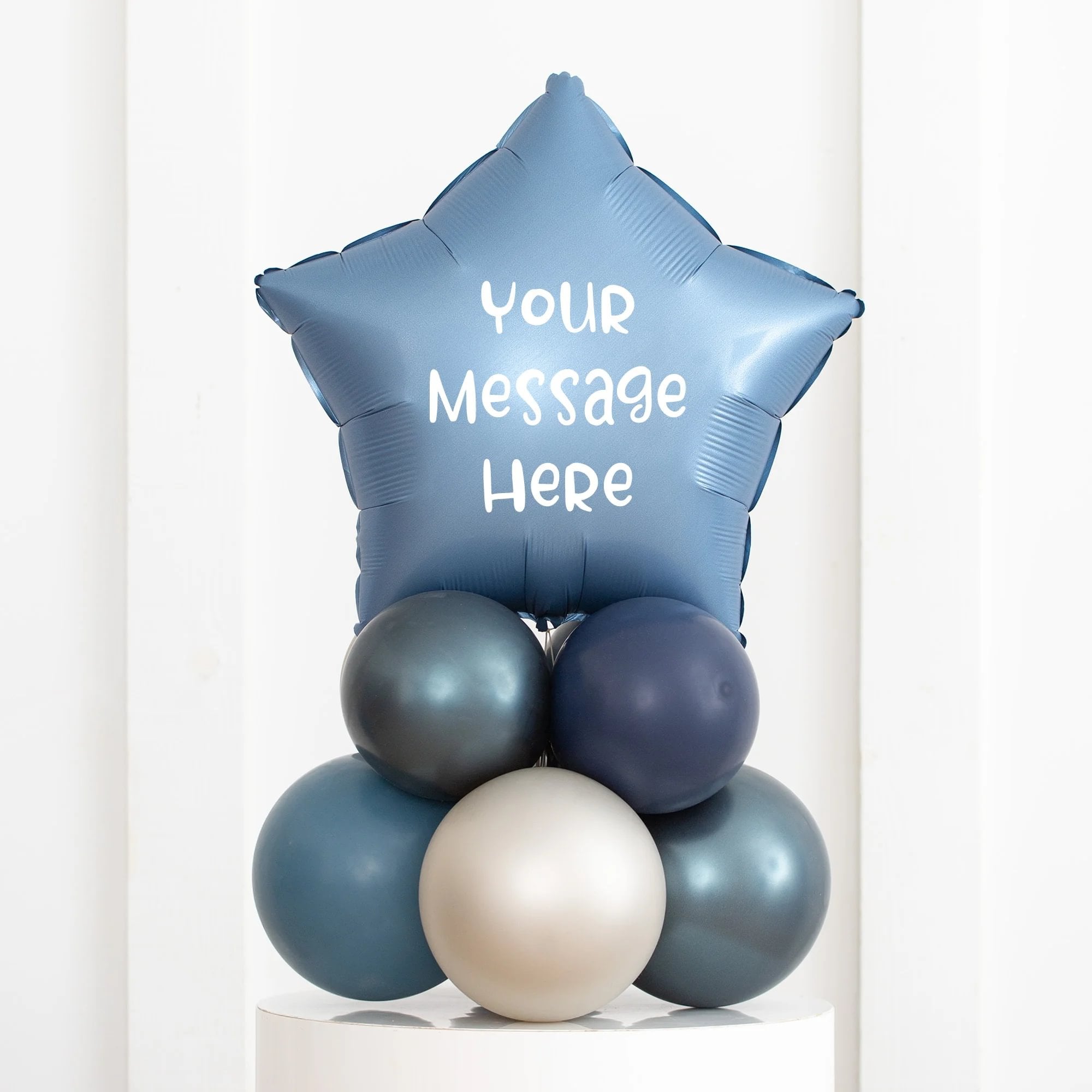 Blue Personalised 20-Inch Star Foil Balloon Stack - Delivered Inflated!