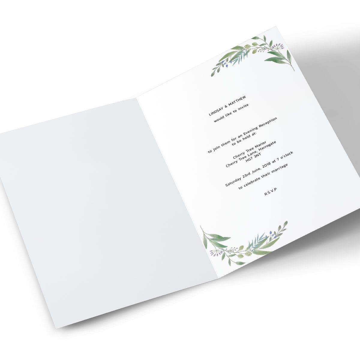 Personalised Evening Reception Invitation - Botanical