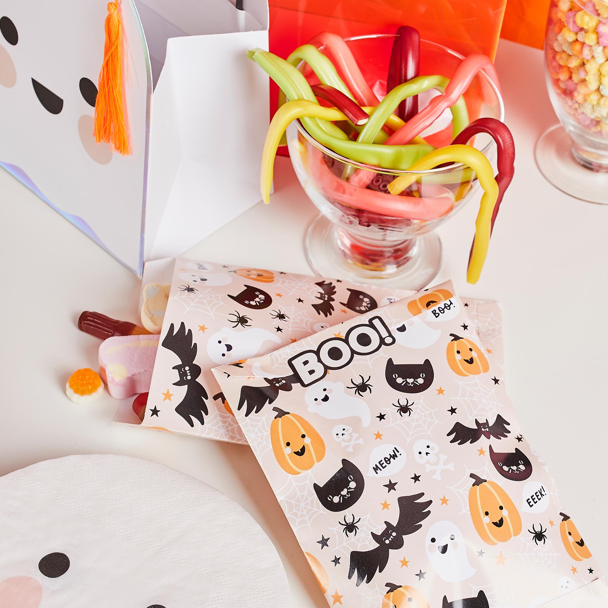 Trick or Treat Sweet Bags & Sticker Sheet - Pack of 12