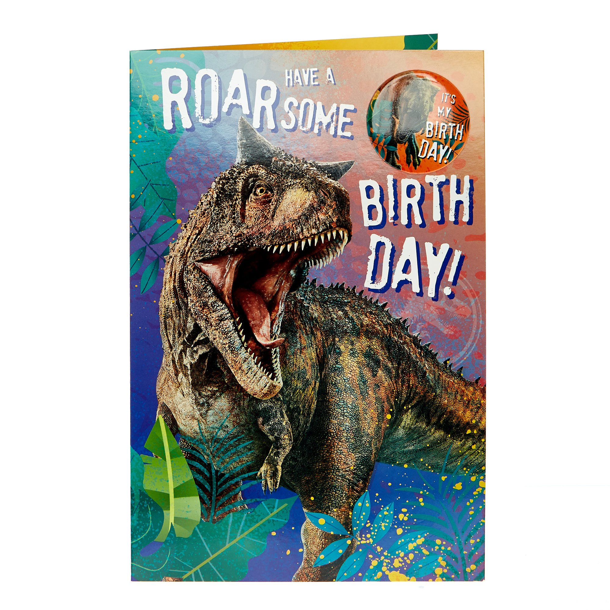 Jurassic World Birthday Card With Badge 
