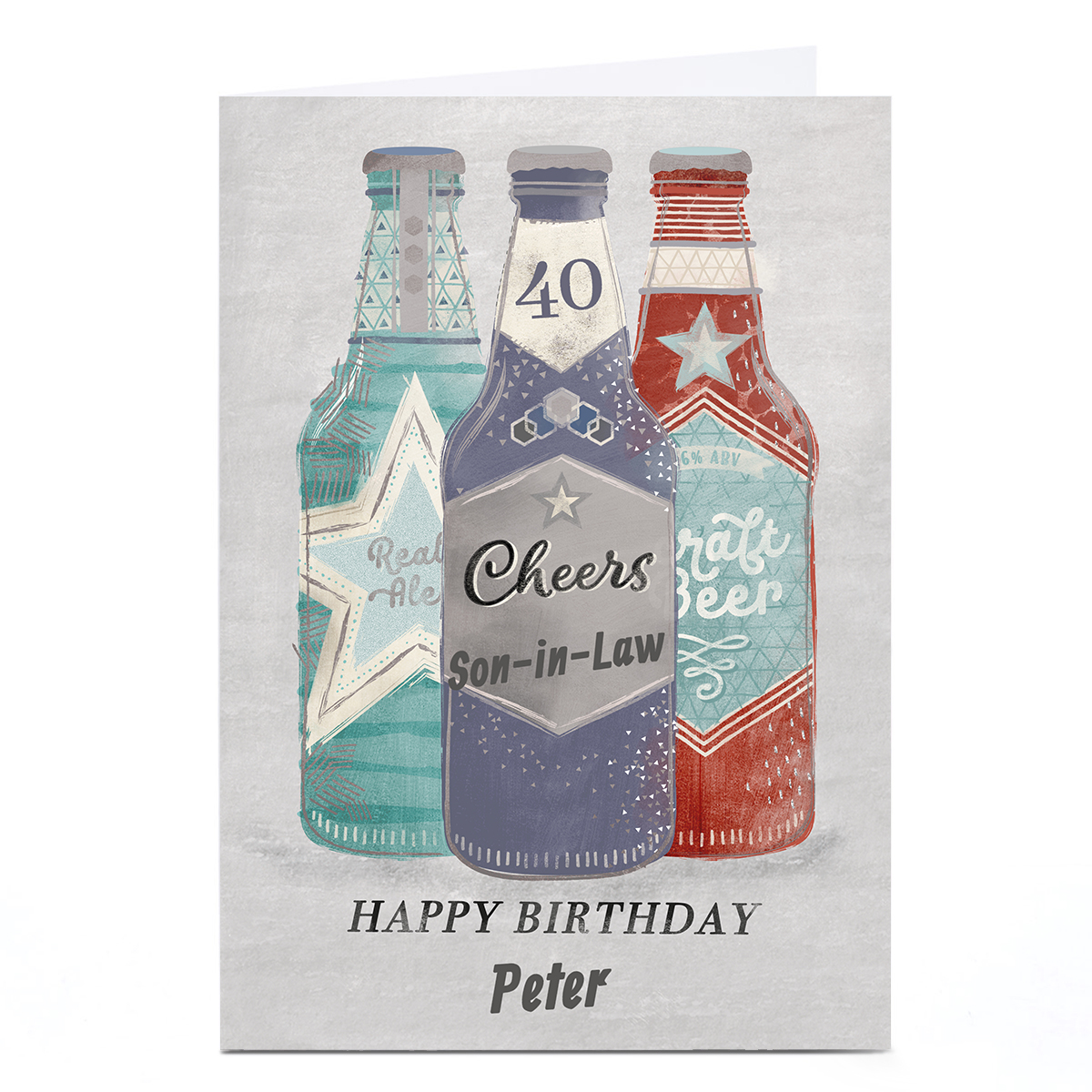 Personalised Birthday Card -  Beer Bottles, Editable Age