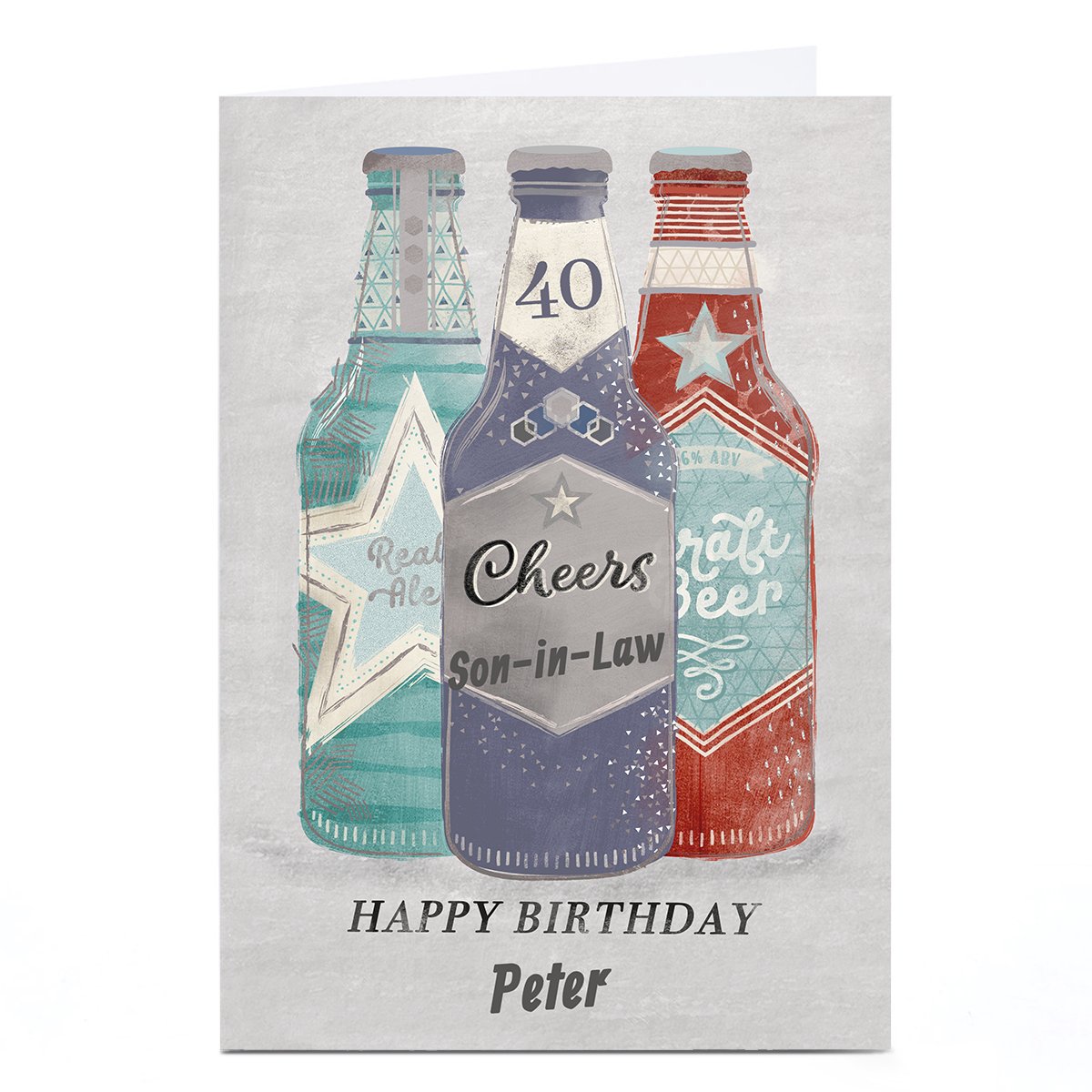 Personalised Birthday Card -  Beer Bottles, Son in Law Editable Age