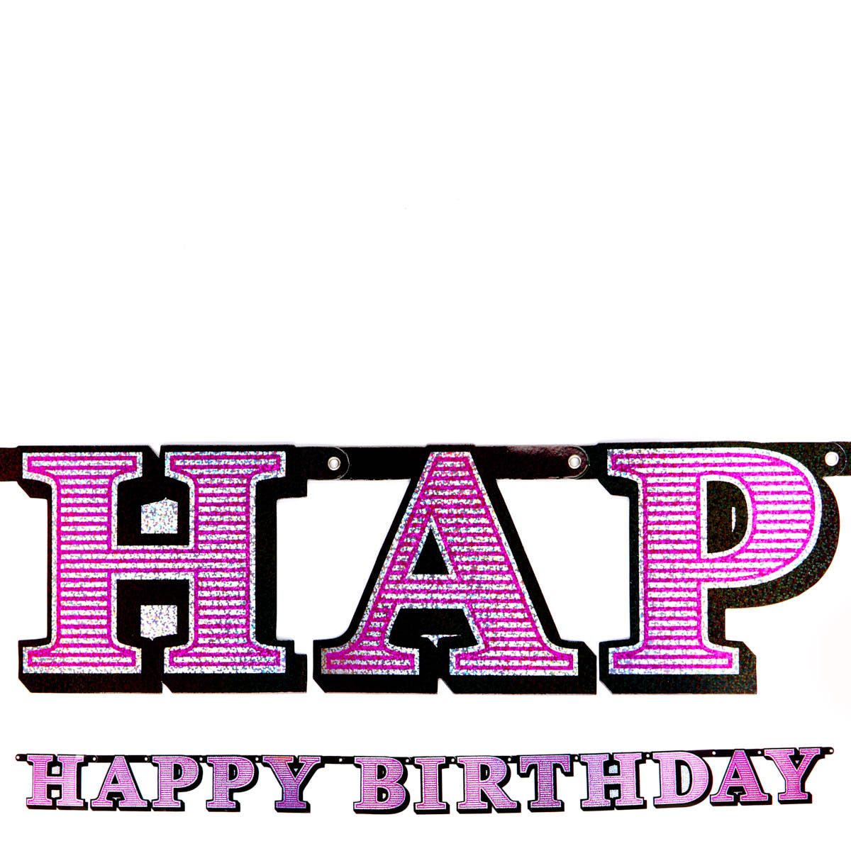 Pink Holographic Happy Birthday Banner