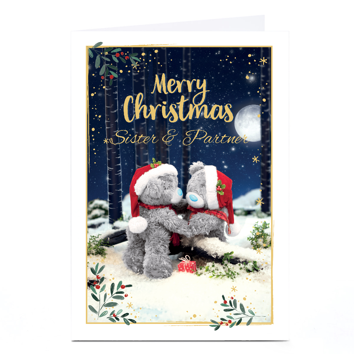 Personalised Tatty Teddy Christmas Card - Teddy Couple, Sister and Partner