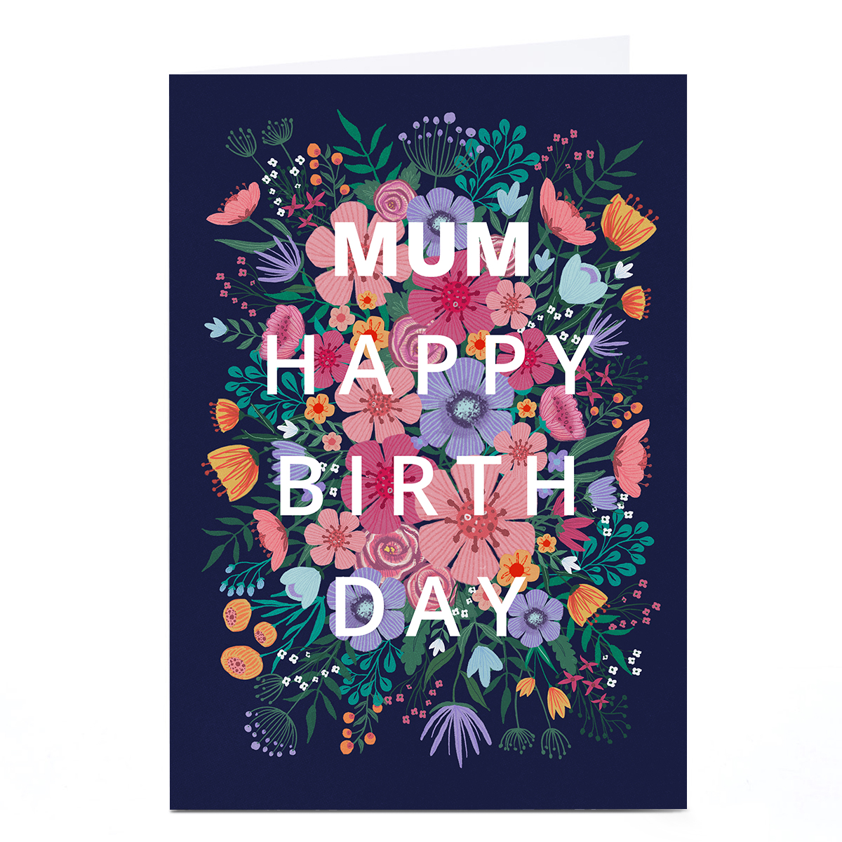 Personalised Dalia Clark Birthday Card - Pink & Blue Floral 