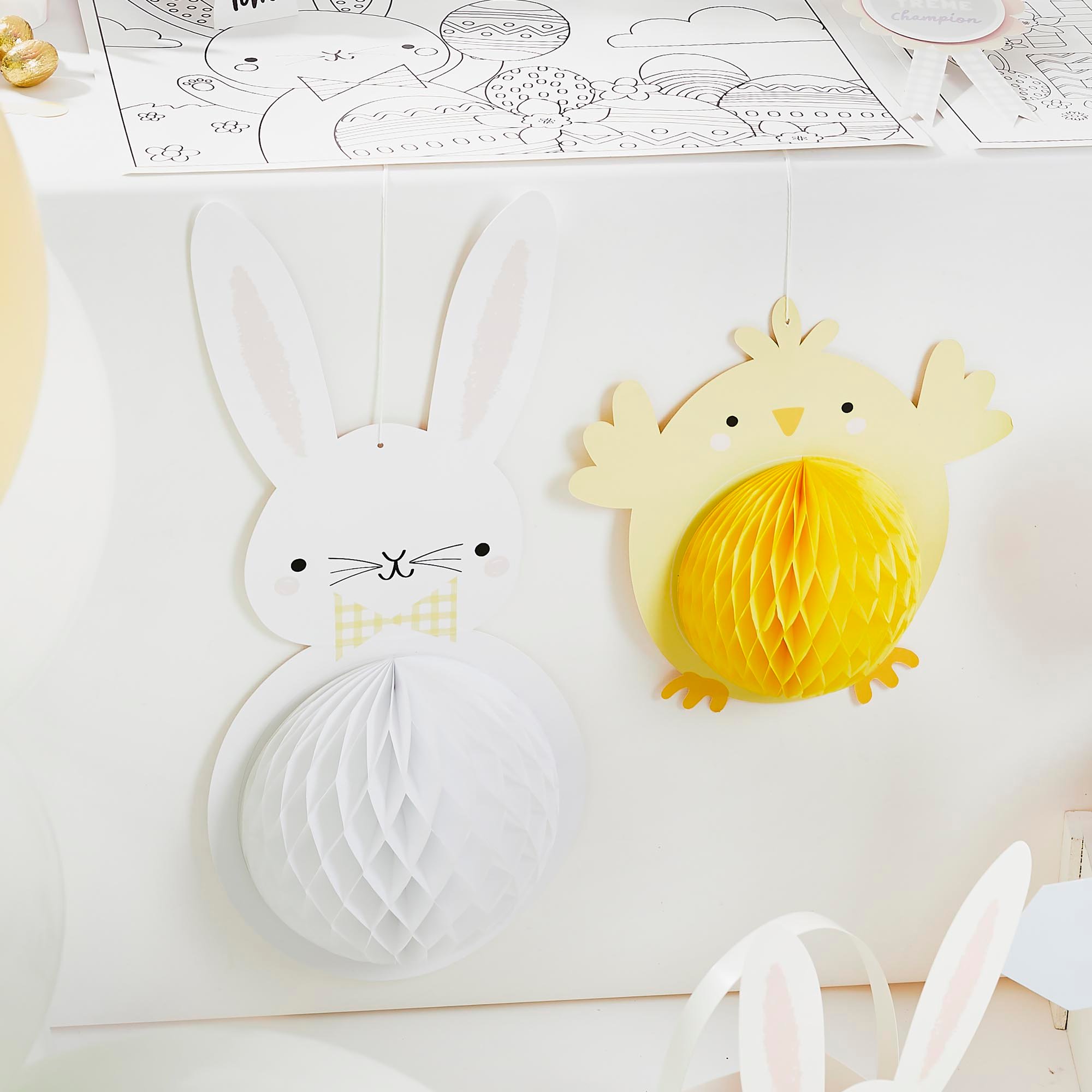 Image of Bunny &amp; Chick Honeycomb Decorations - Pack of 2