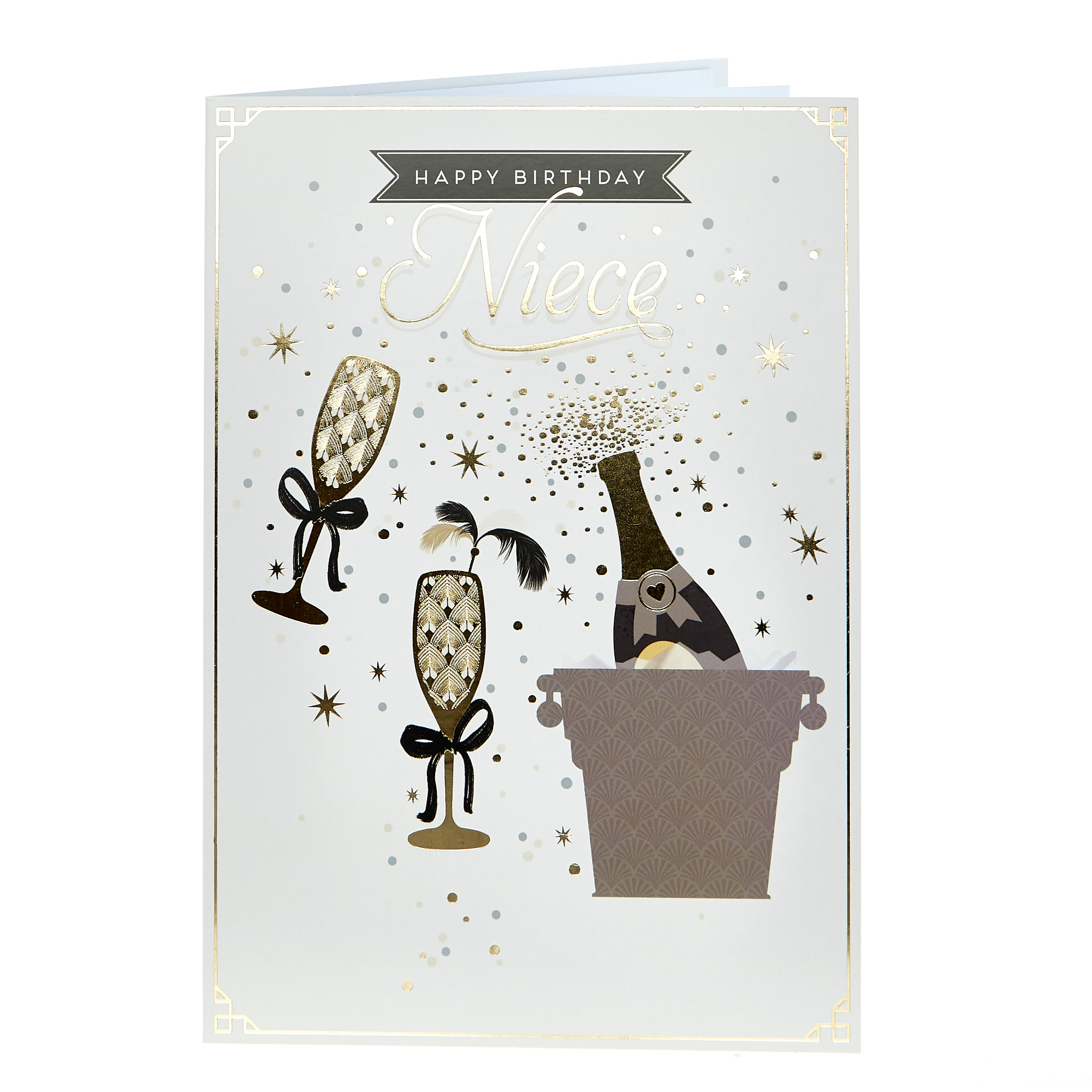 Birthday Card - Niece Champagne on Ice