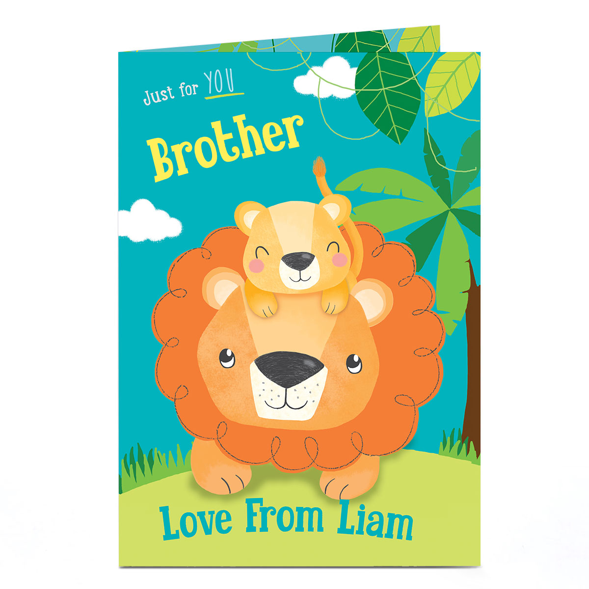 Personalised Birthday Card - Lion & Cub [Brother]