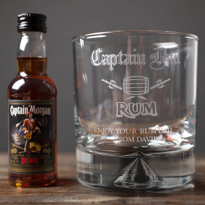 Personalised Tumbler and Rum Miniature - Captain Dad