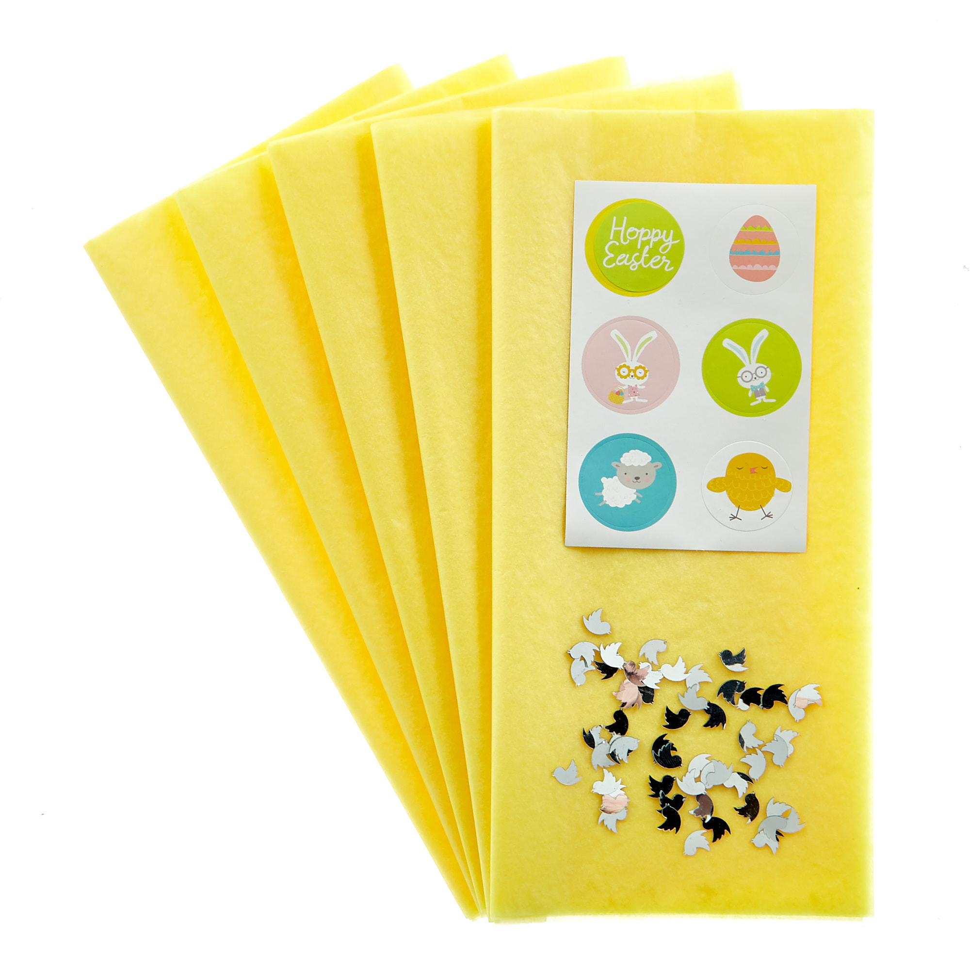 Easter Tissue Paper (5 Sheets), Stickers & Foiletti Pack