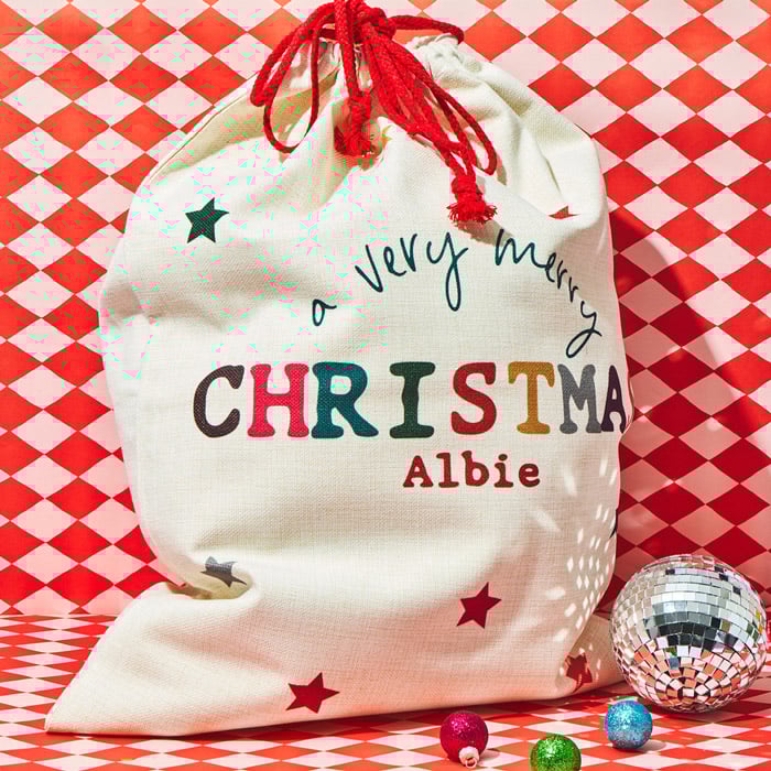 Personalised Colourful Christmas  Sack