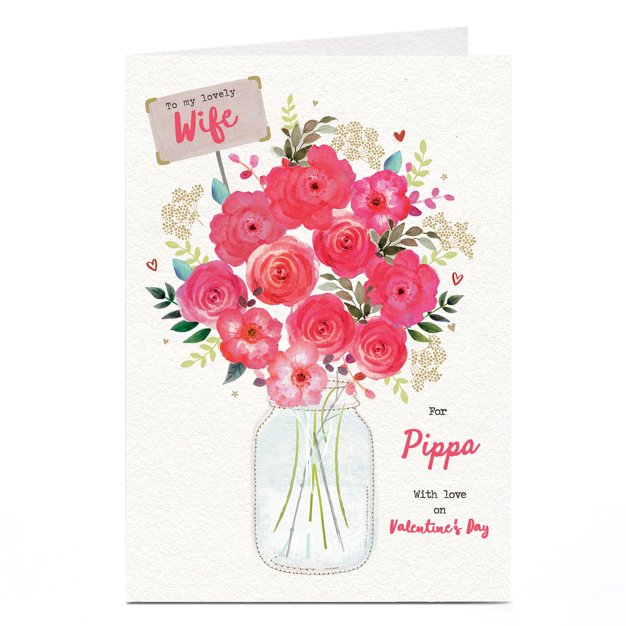 Personalised Valentine's Card - Valentines Flowers Wife