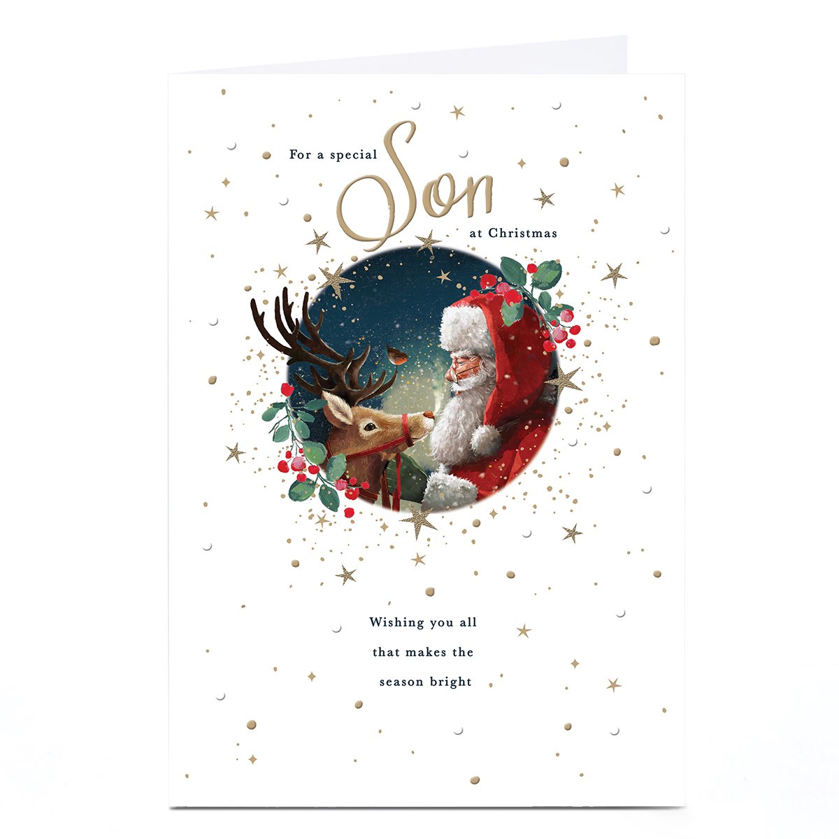 Personalised Christmas Card - Santa with Rudolph, Son