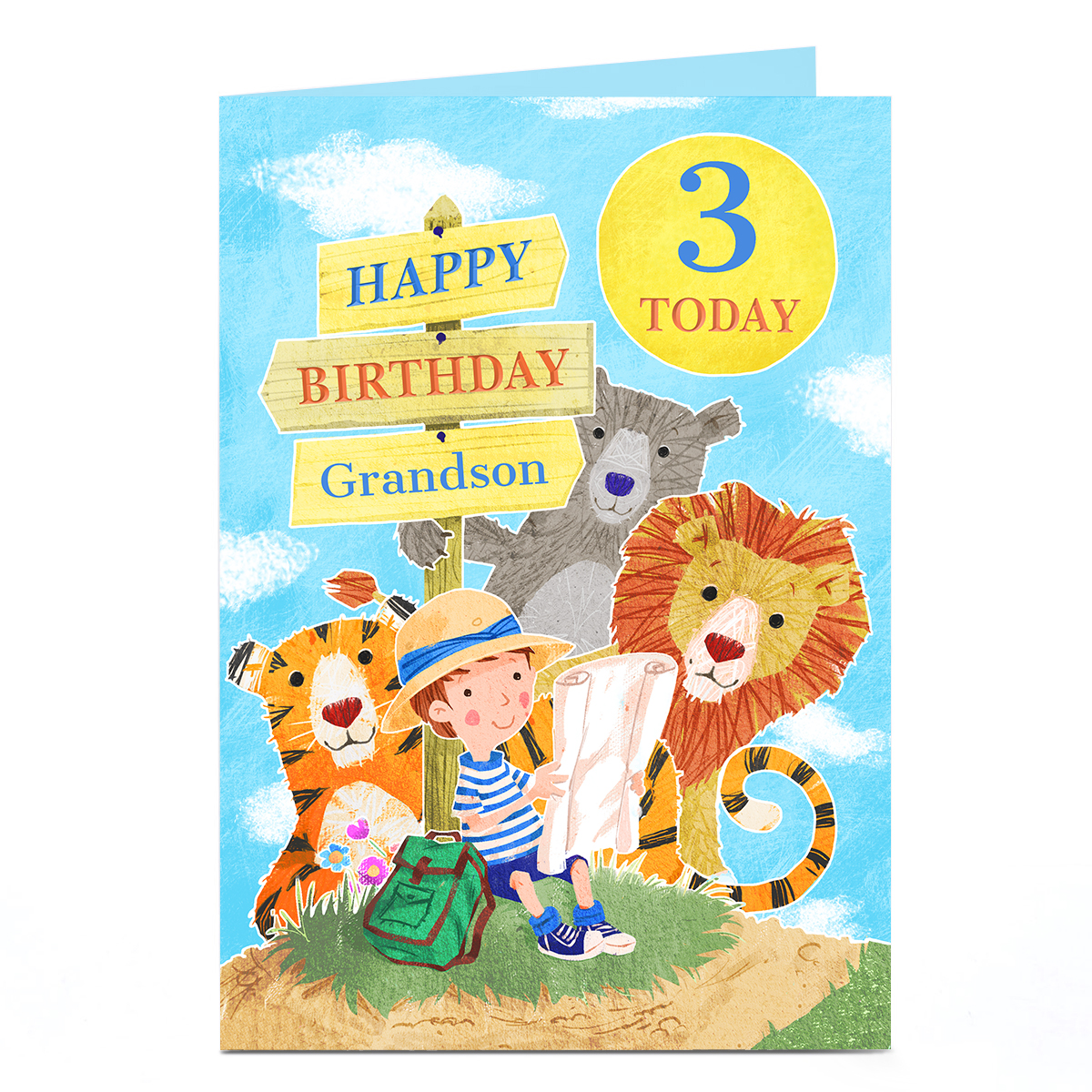 Personalised Birthday Card - Animal Explorer Editable Age