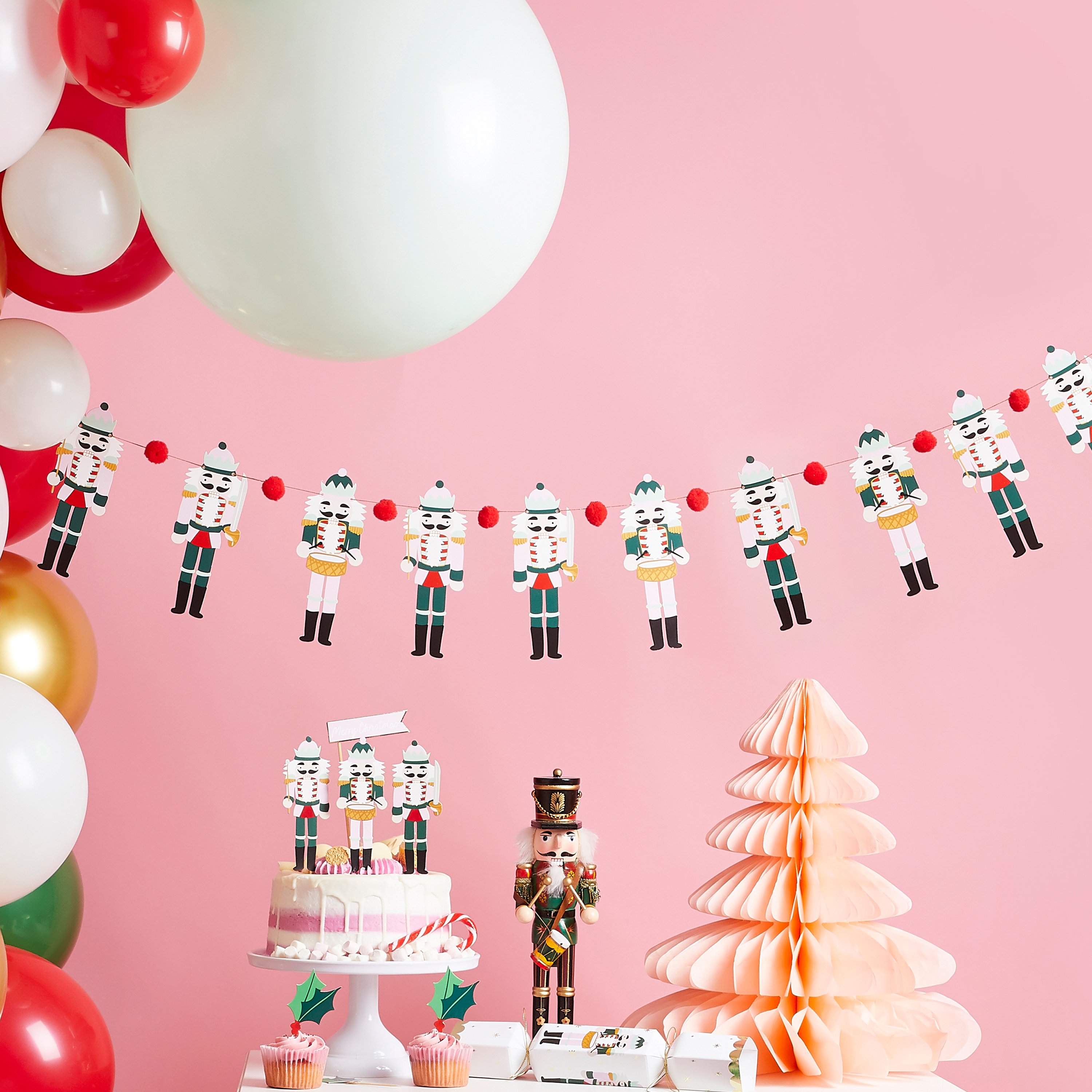 Nutcracker Pom Pom Card Garland 2m