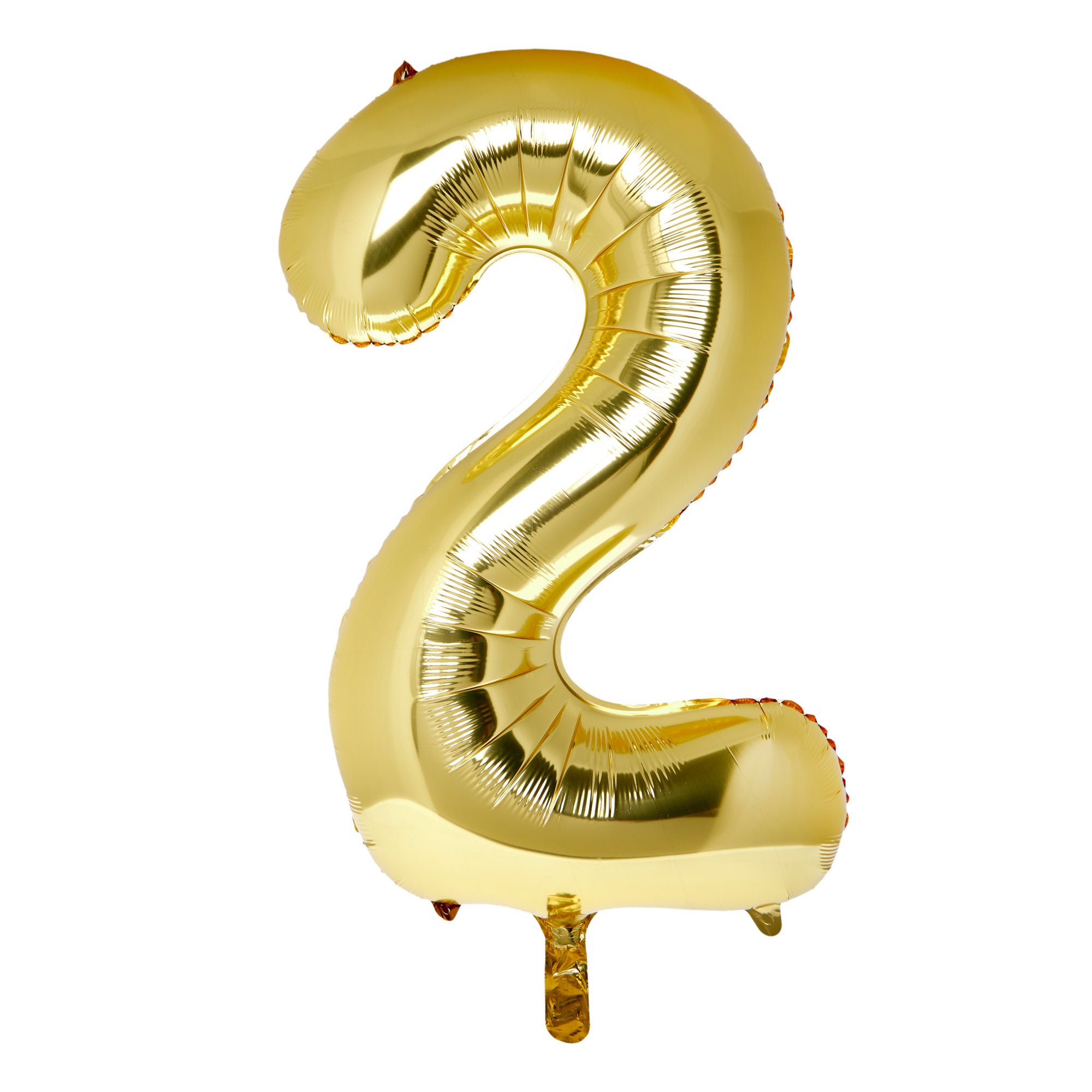 Large 34-Inch Gold Number 2 Foil Helium Balloon - INFLATED