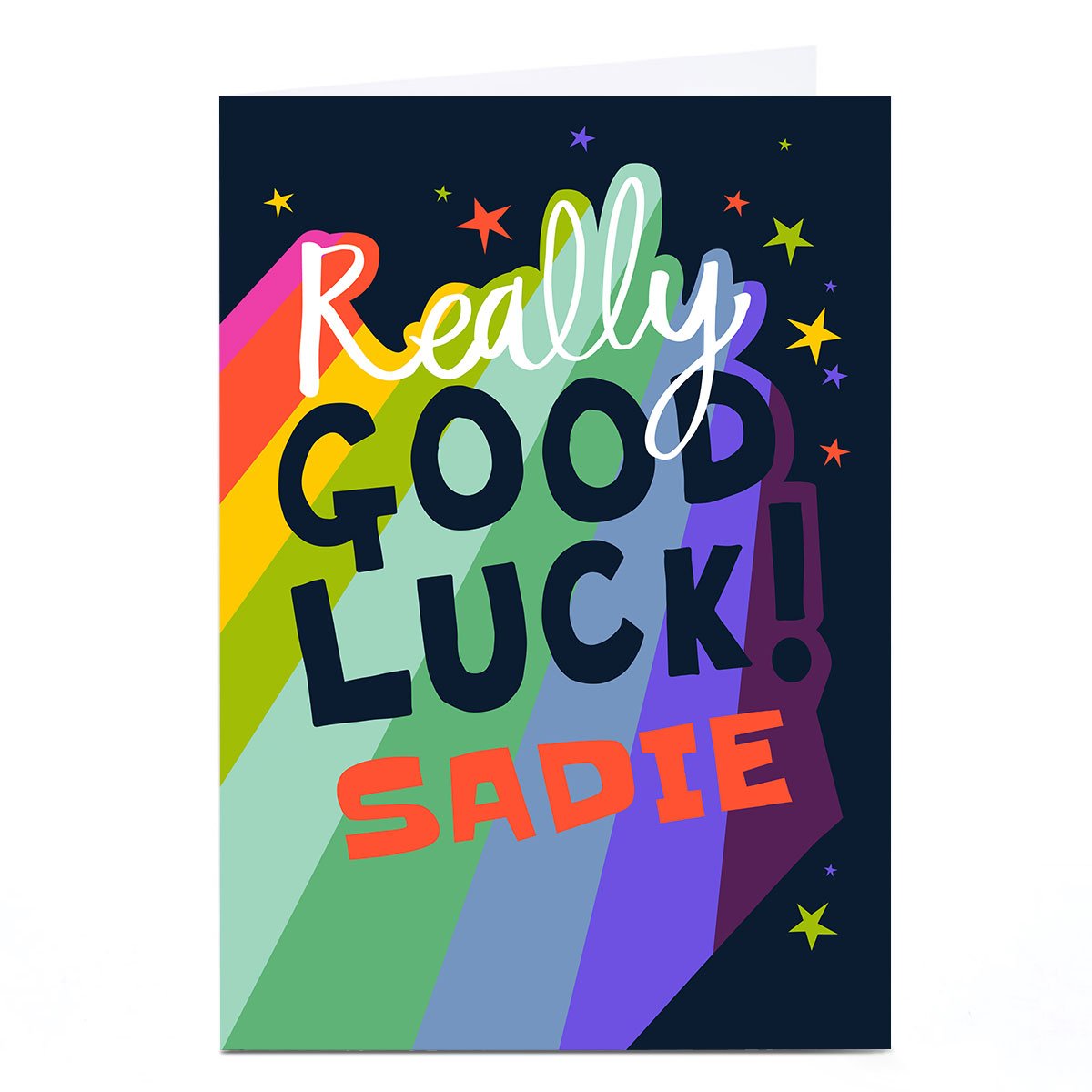Personalised Bev Hopwood Good Luck Card - Rainbow