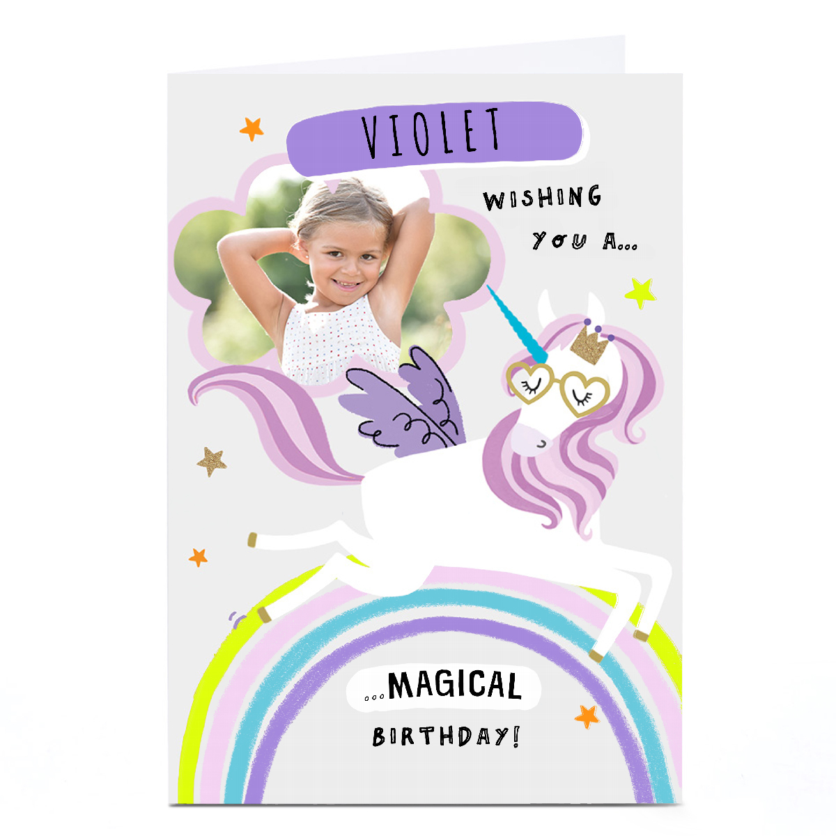 Photo Birthday Card - Unicorn Magical Birthday
