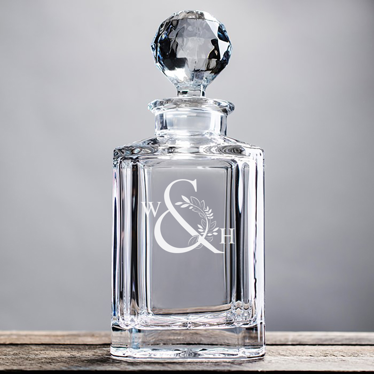 Engraved Crystal Decanter - Ampersand Initials