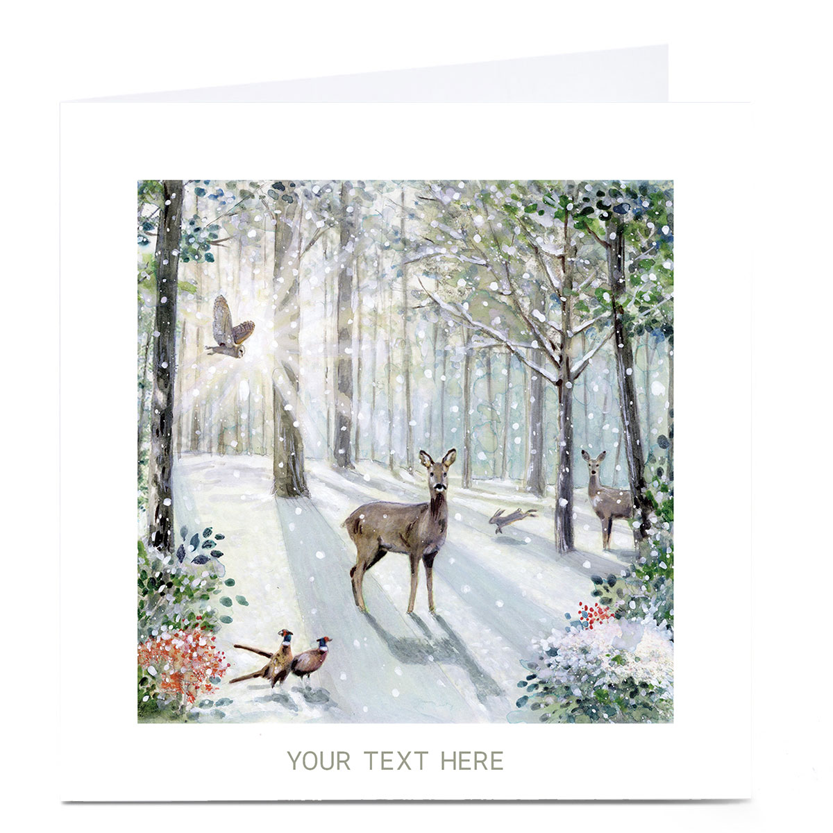 Personalised Christmas Card - Snowy Woodland Scene
