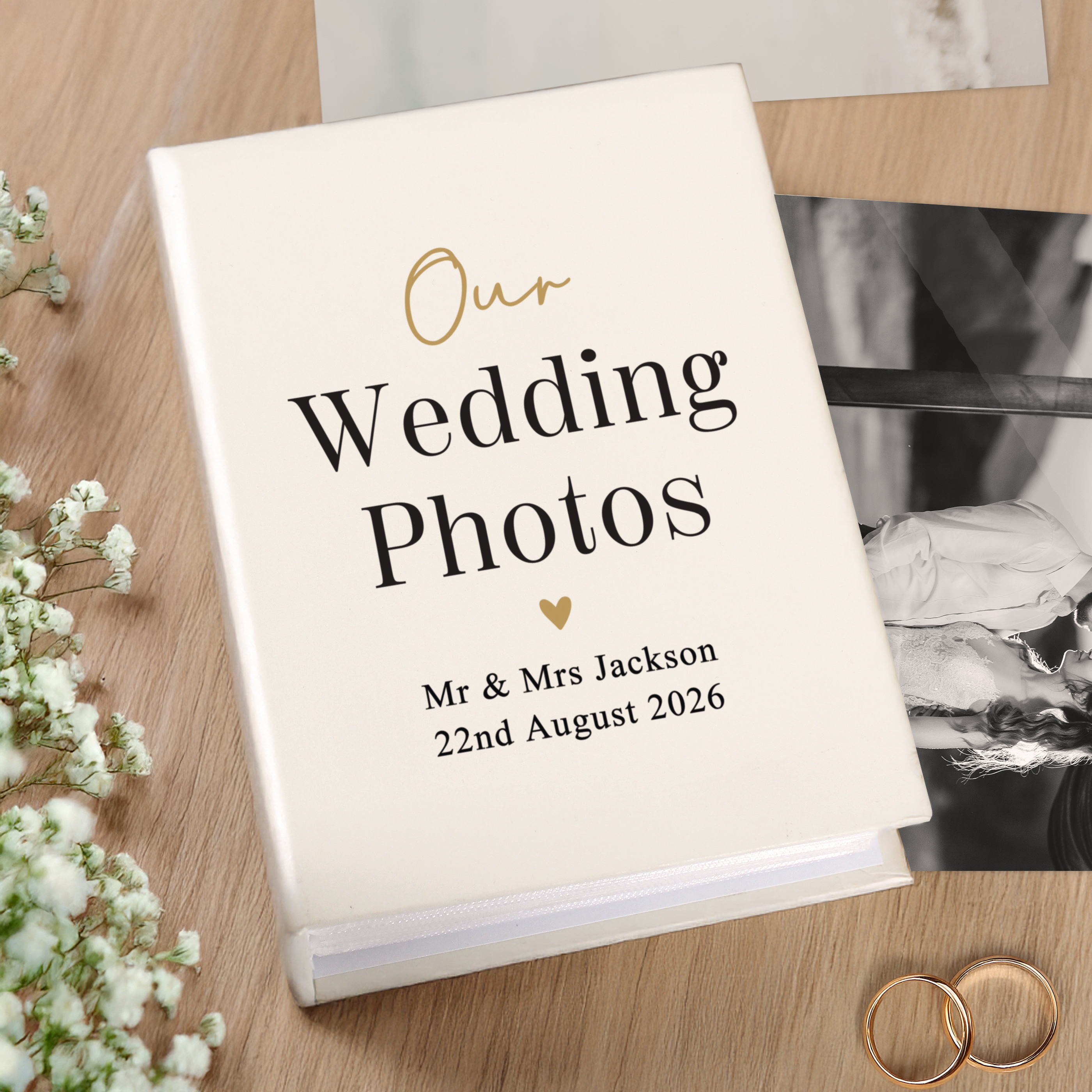 Personalised Black & Gold Free Text 6x4 Photo Album