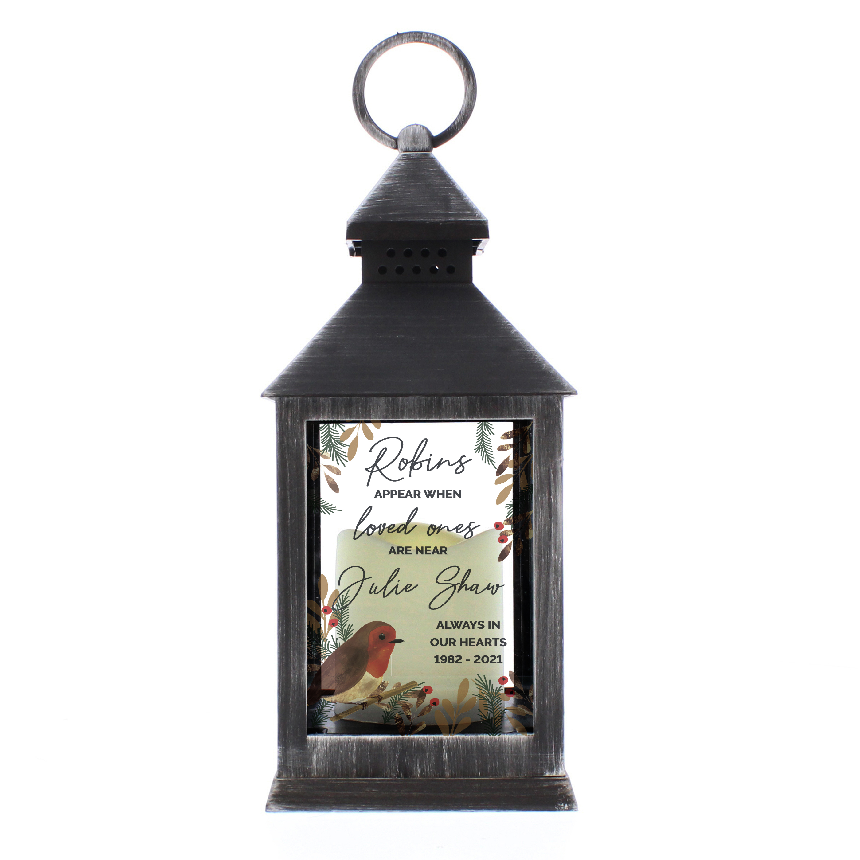 Personalised Light-Up Robin Memorial Lantern