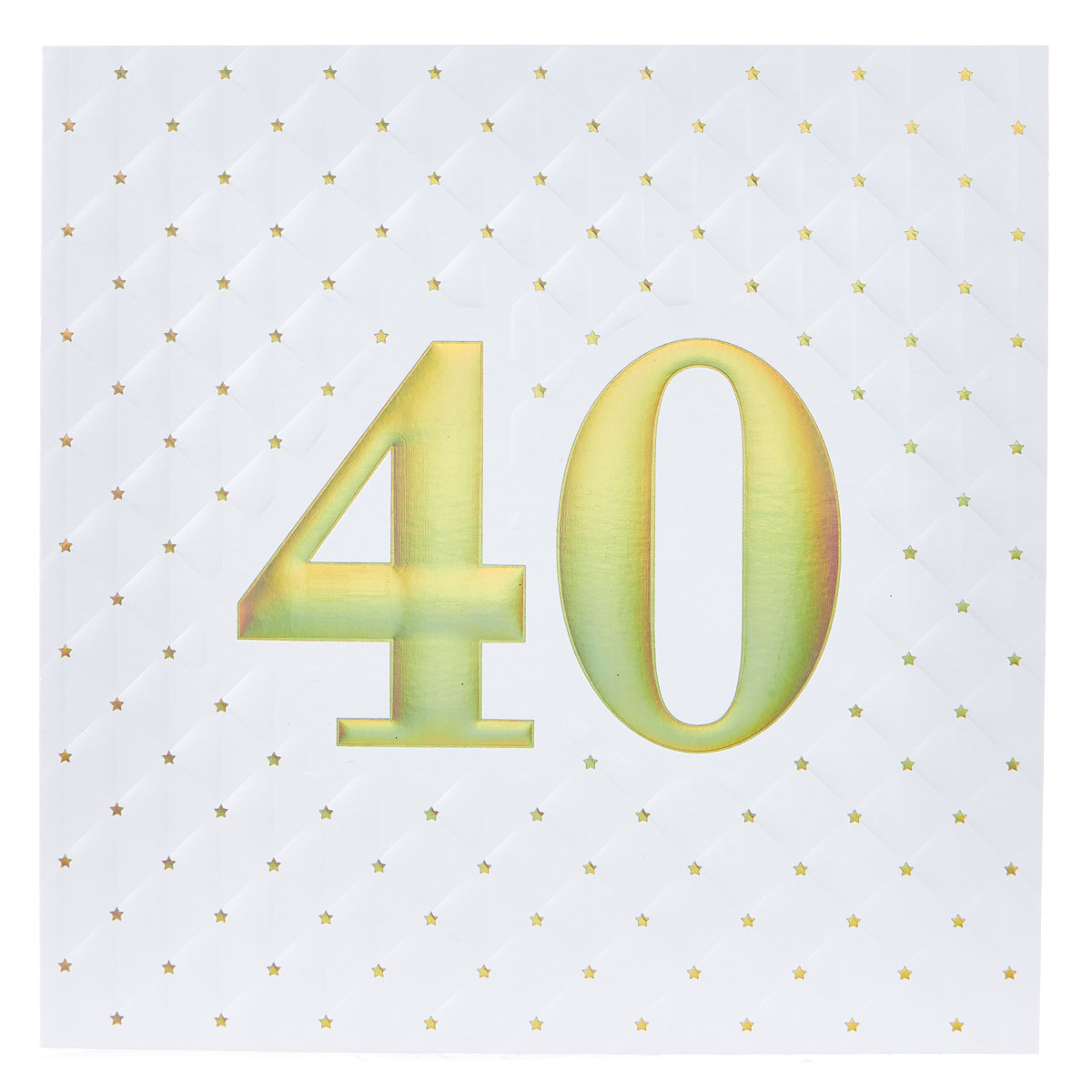 Platinum Collection 40th Birthday Card - While & Gold, Quilted 