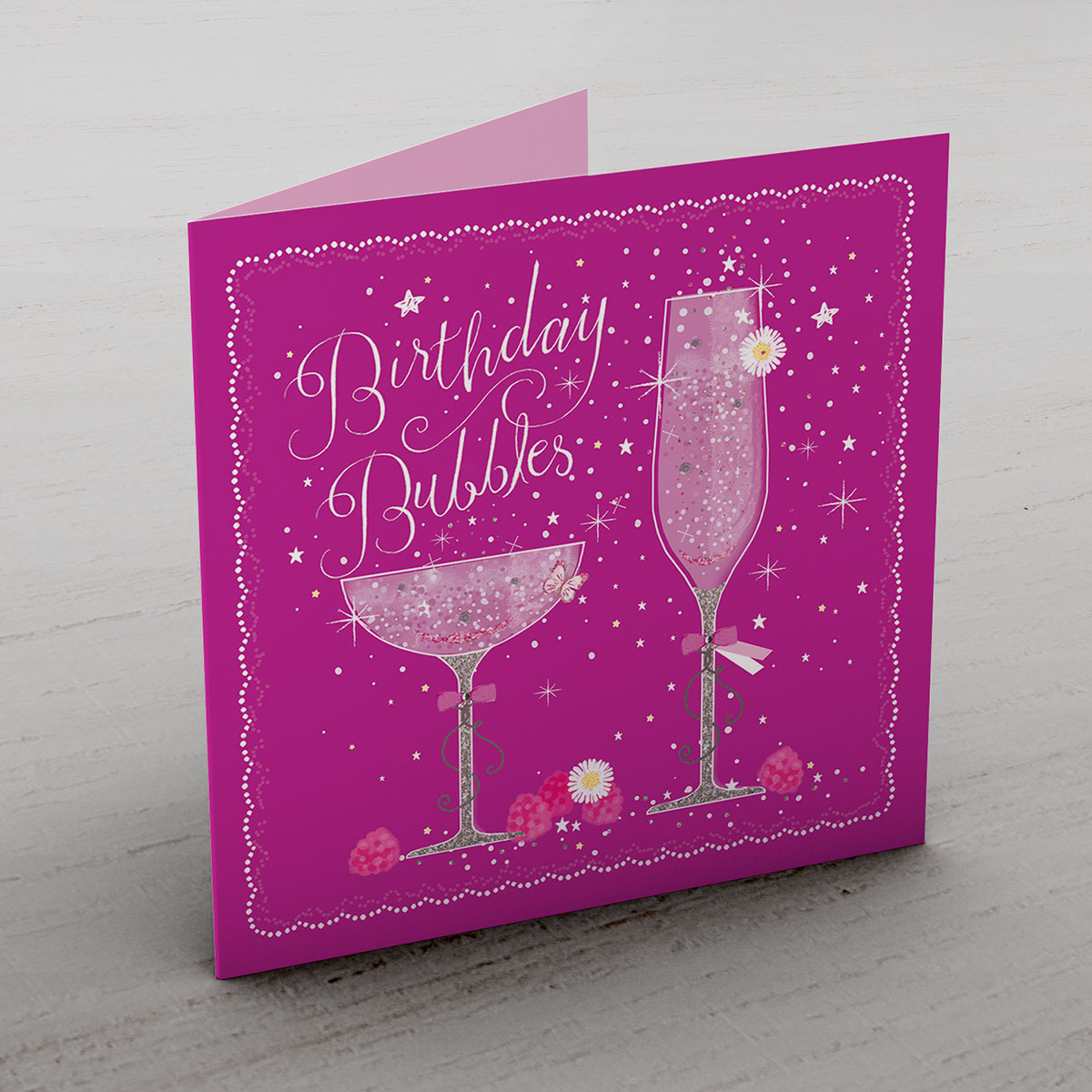 Personalised Birthday Card - Pink Birthday Bubbles