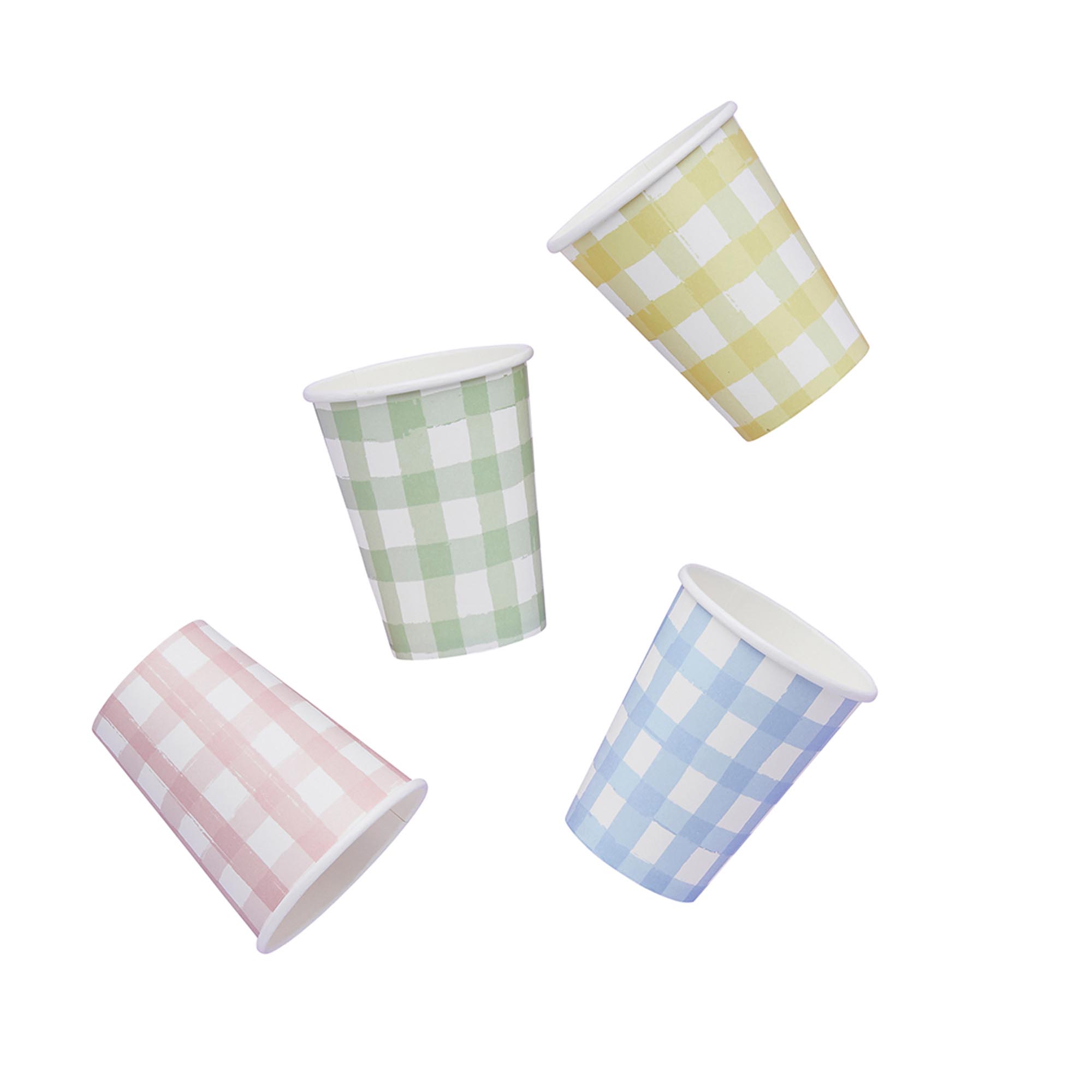 Gingham Paper Cups - Pack of 8
