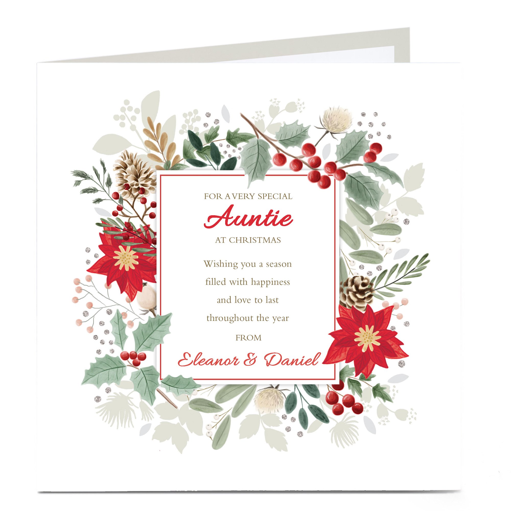 Personalised Christmas Card - Christmas Wreath