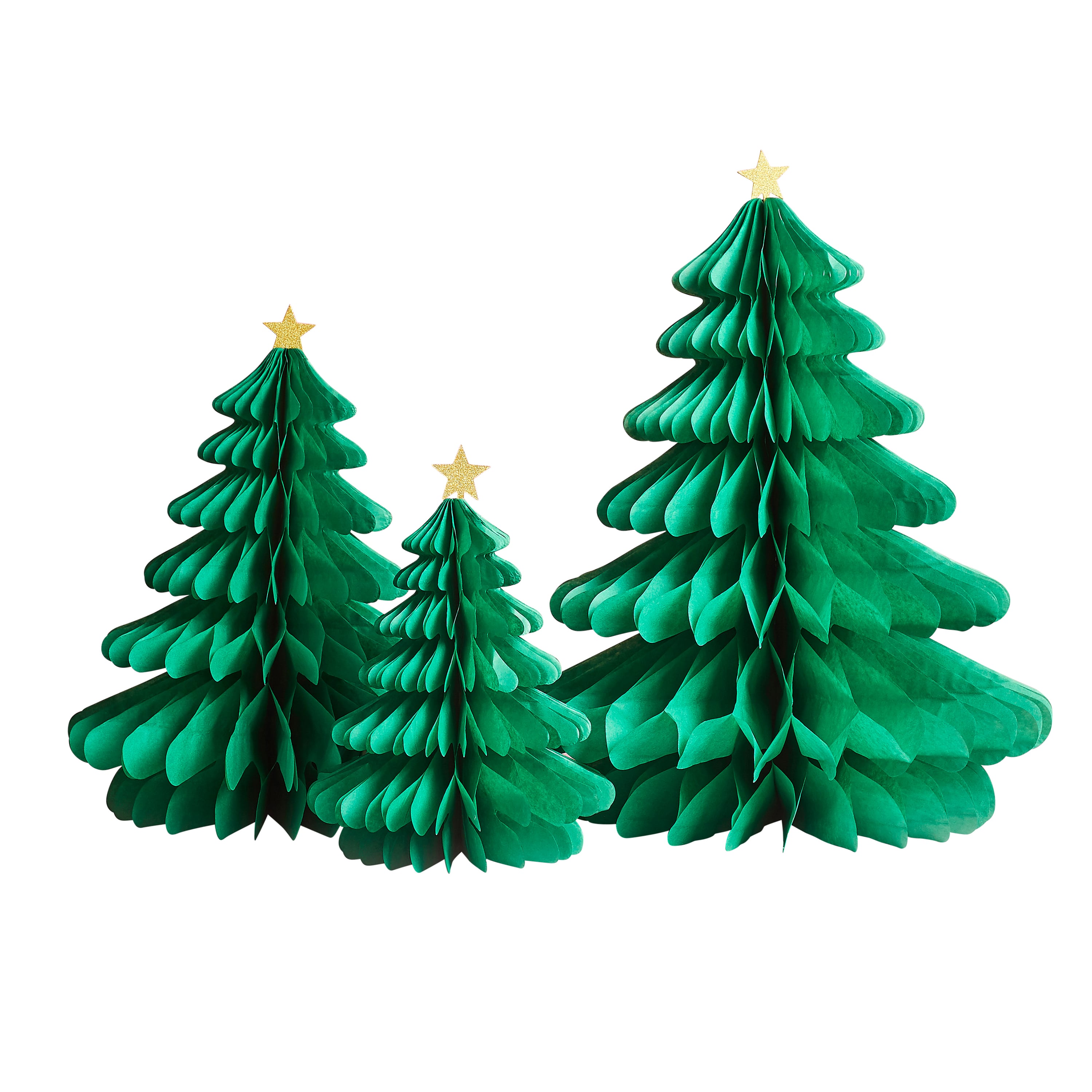 Green Honeycomb Christmas Trees - Pack of 3