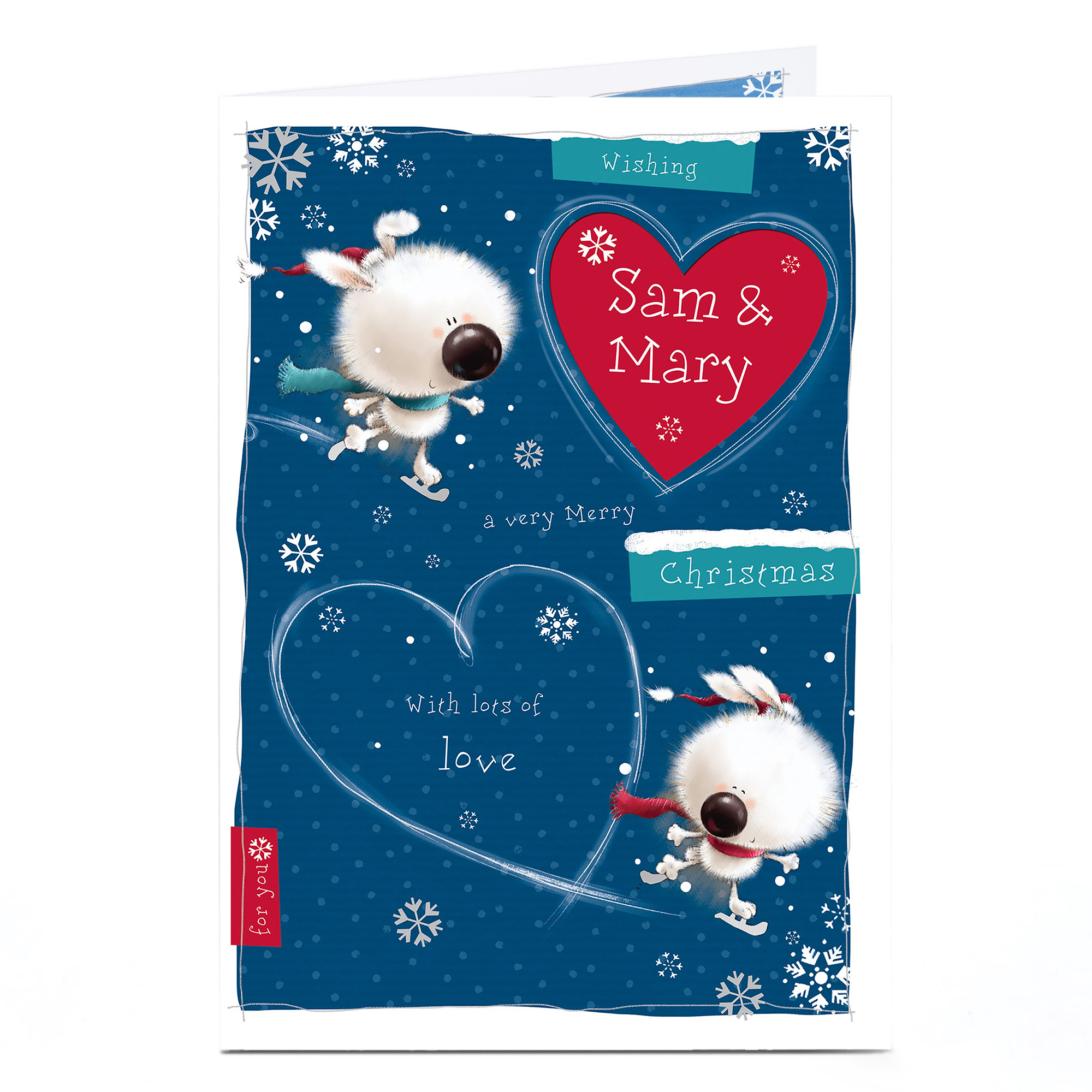 Personalised Christmas Card - Skating Animal Couple