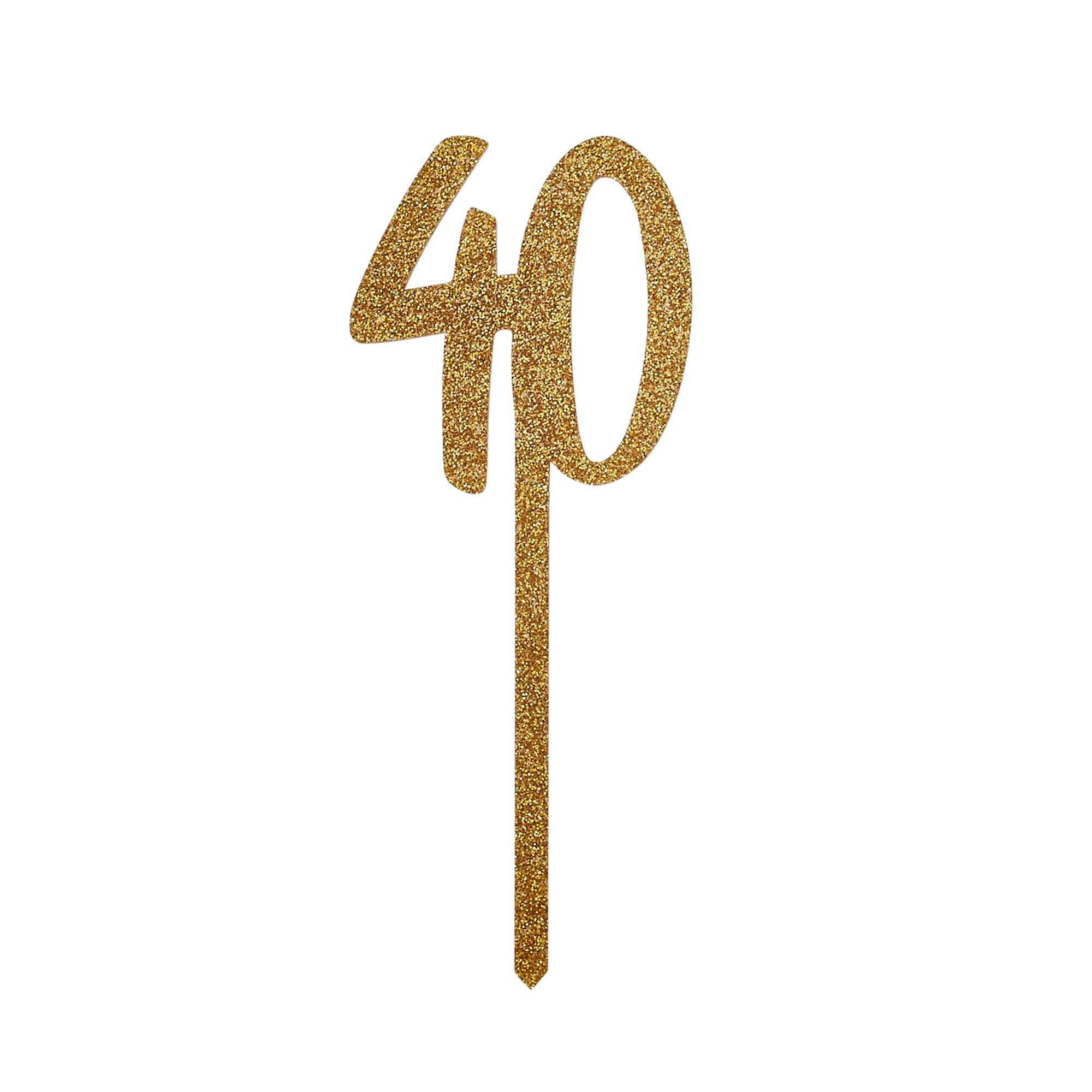 Metallic 40 Glitter Acrylic Cake Topper (3 Colour Options)
