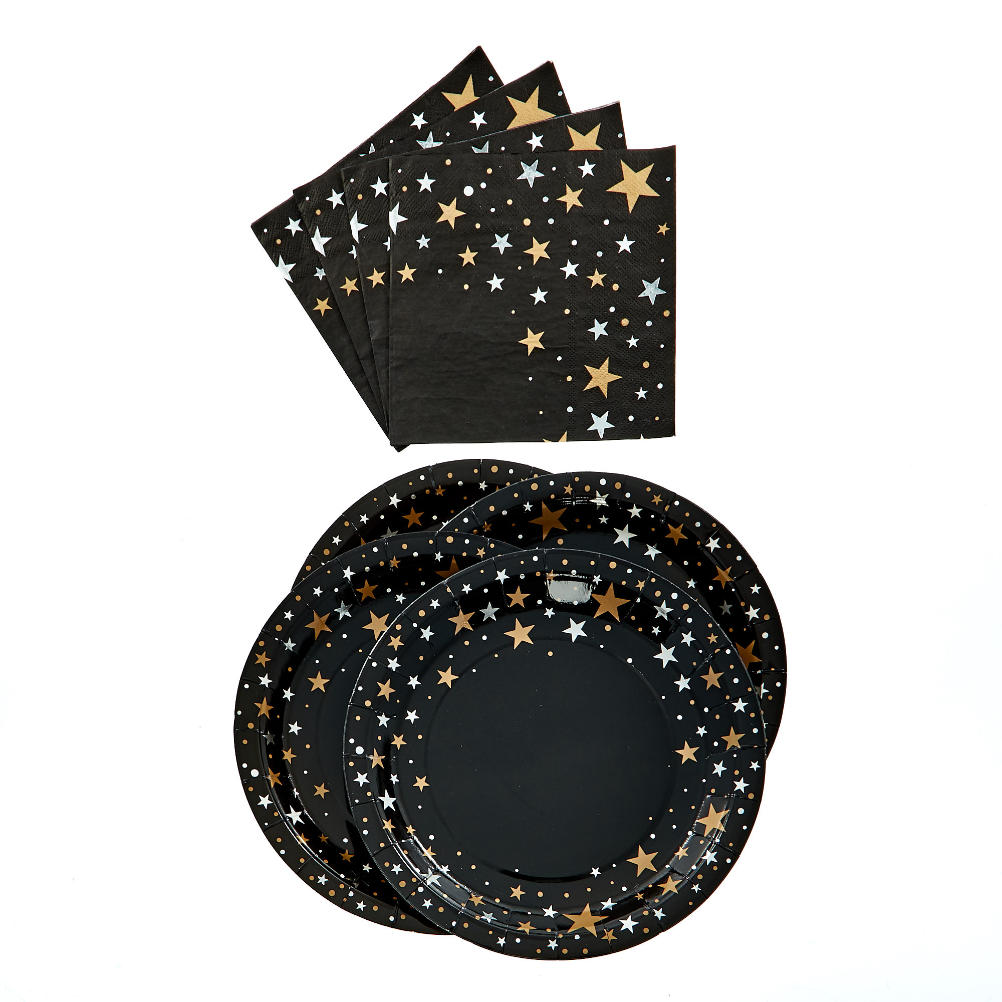 Black Metallic Starry Party Pack - 56 Pieces